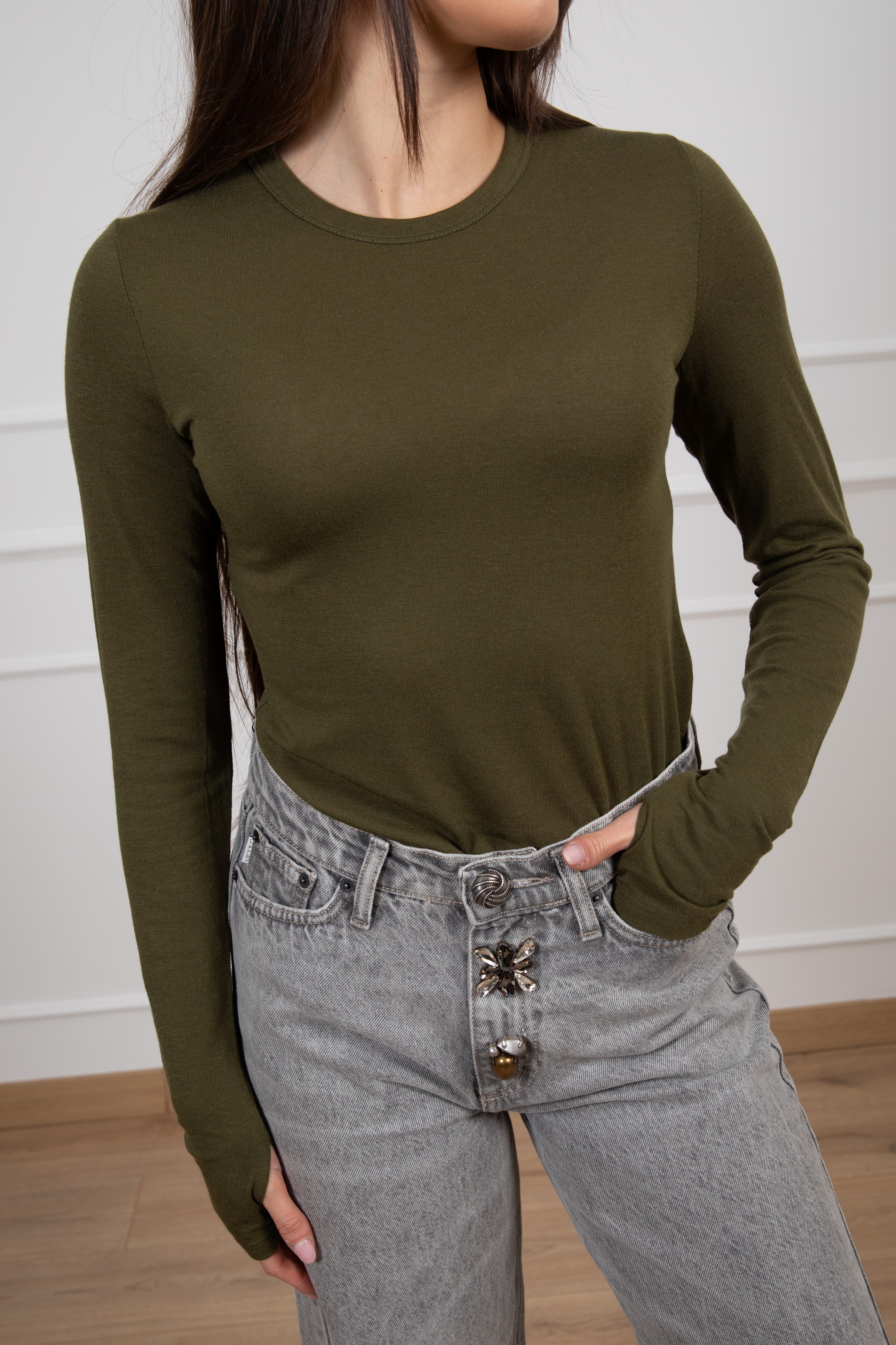 Maglia girocollo sottile in lana e modal ViCOLO