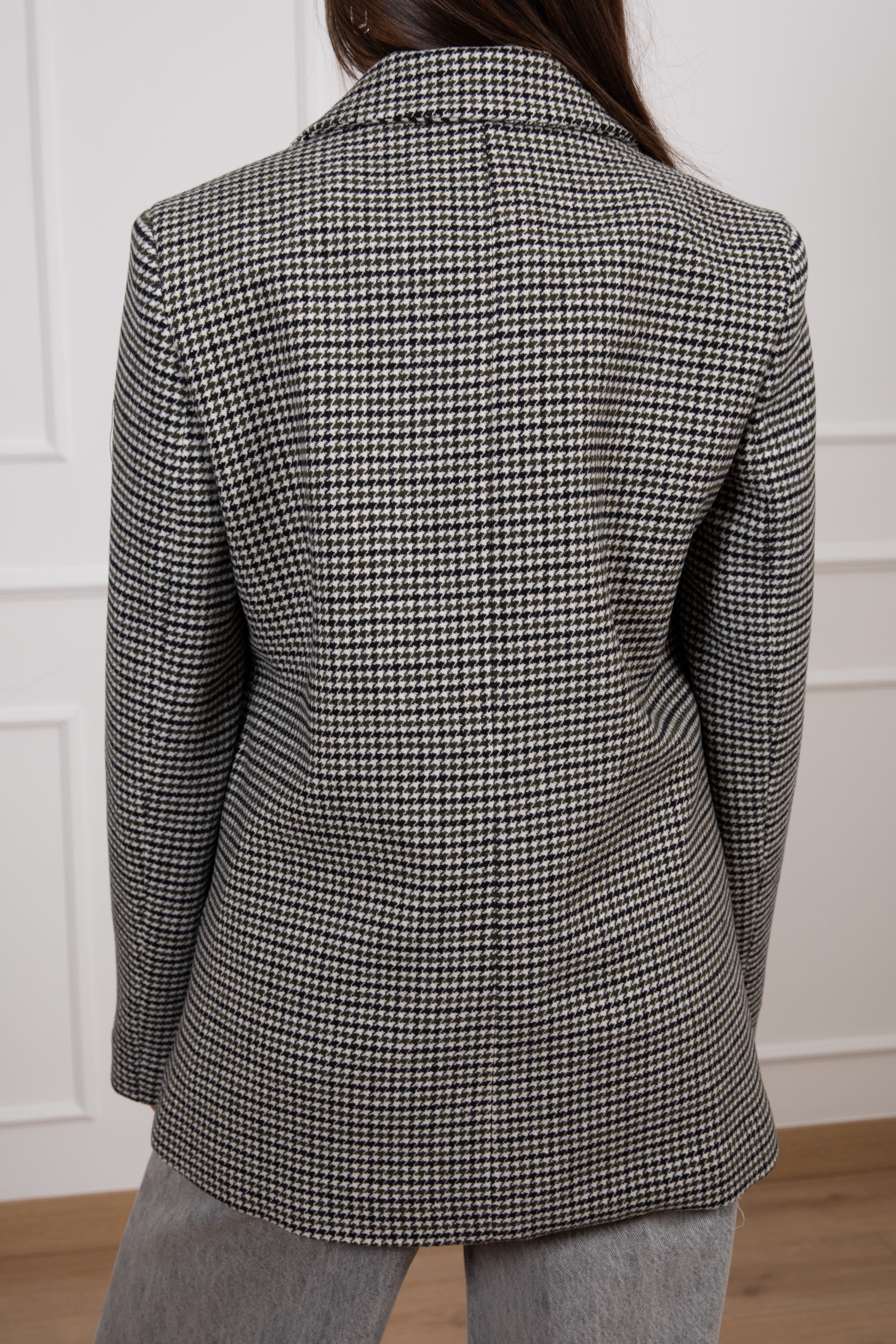 Giacca-cappotto pied de poule con spille Susy Mix