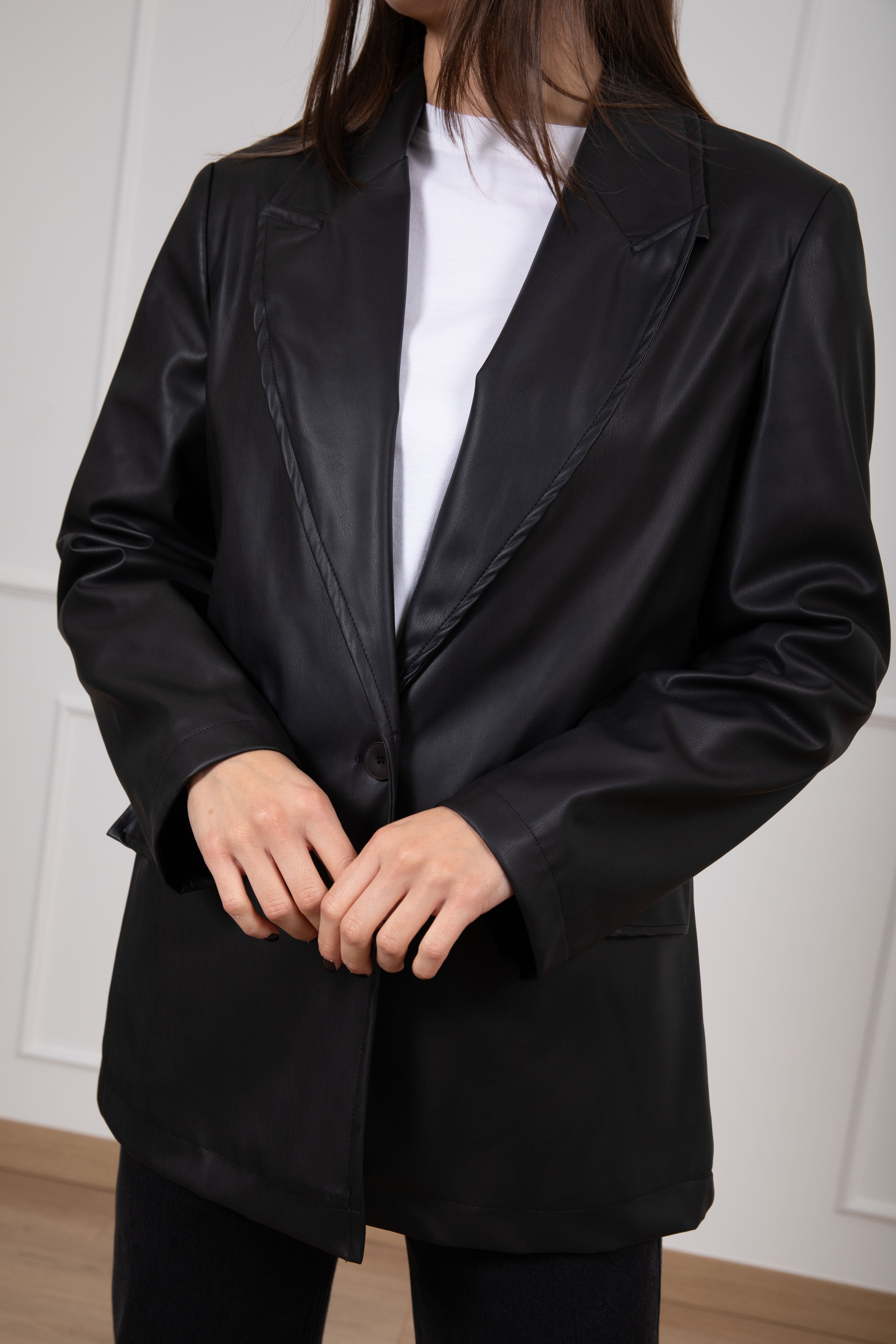 Giacca mono-bottone in eco-pelle Dixie