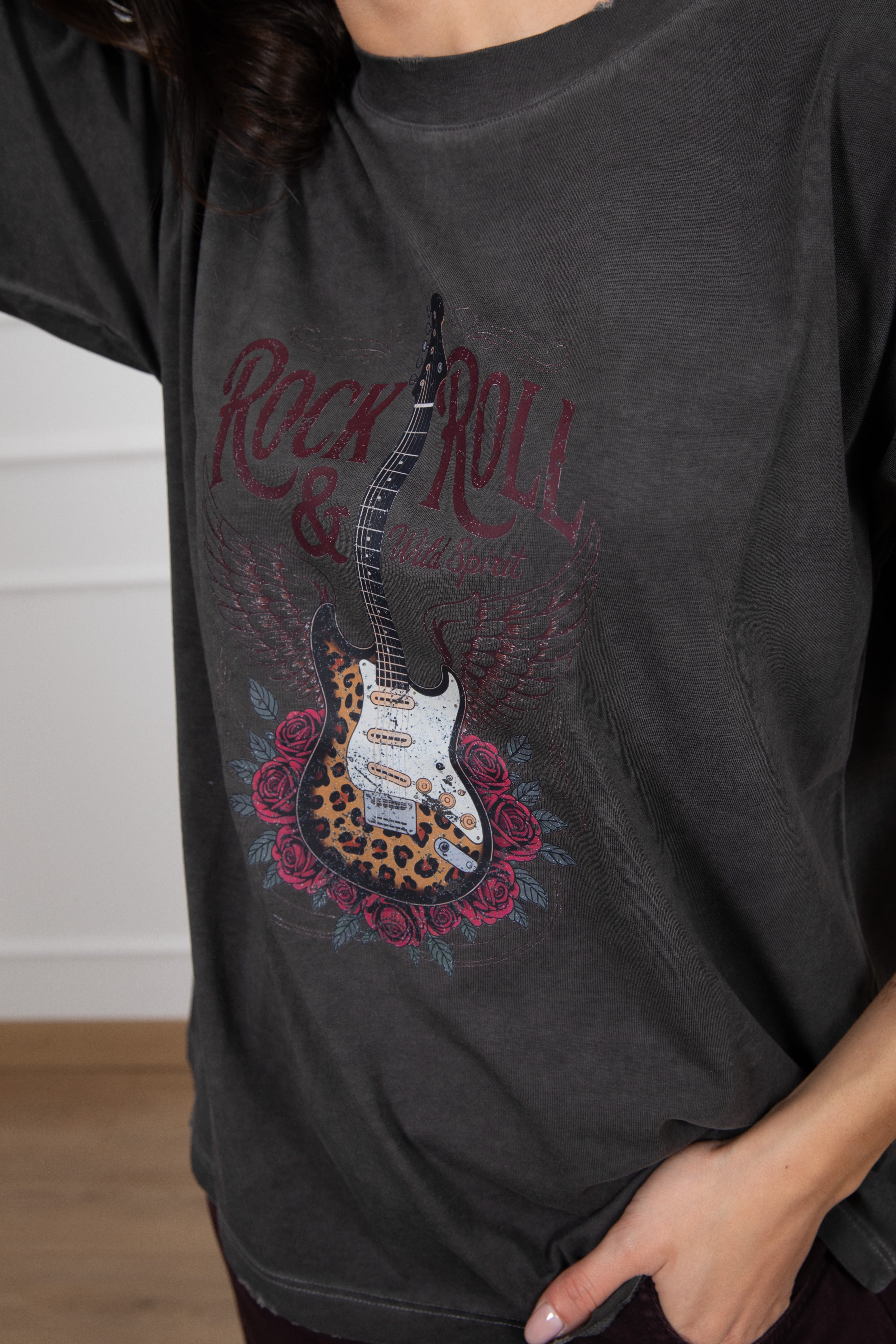 T-shirt stone washed "Rock and roll, wild spirit" ViCOLO