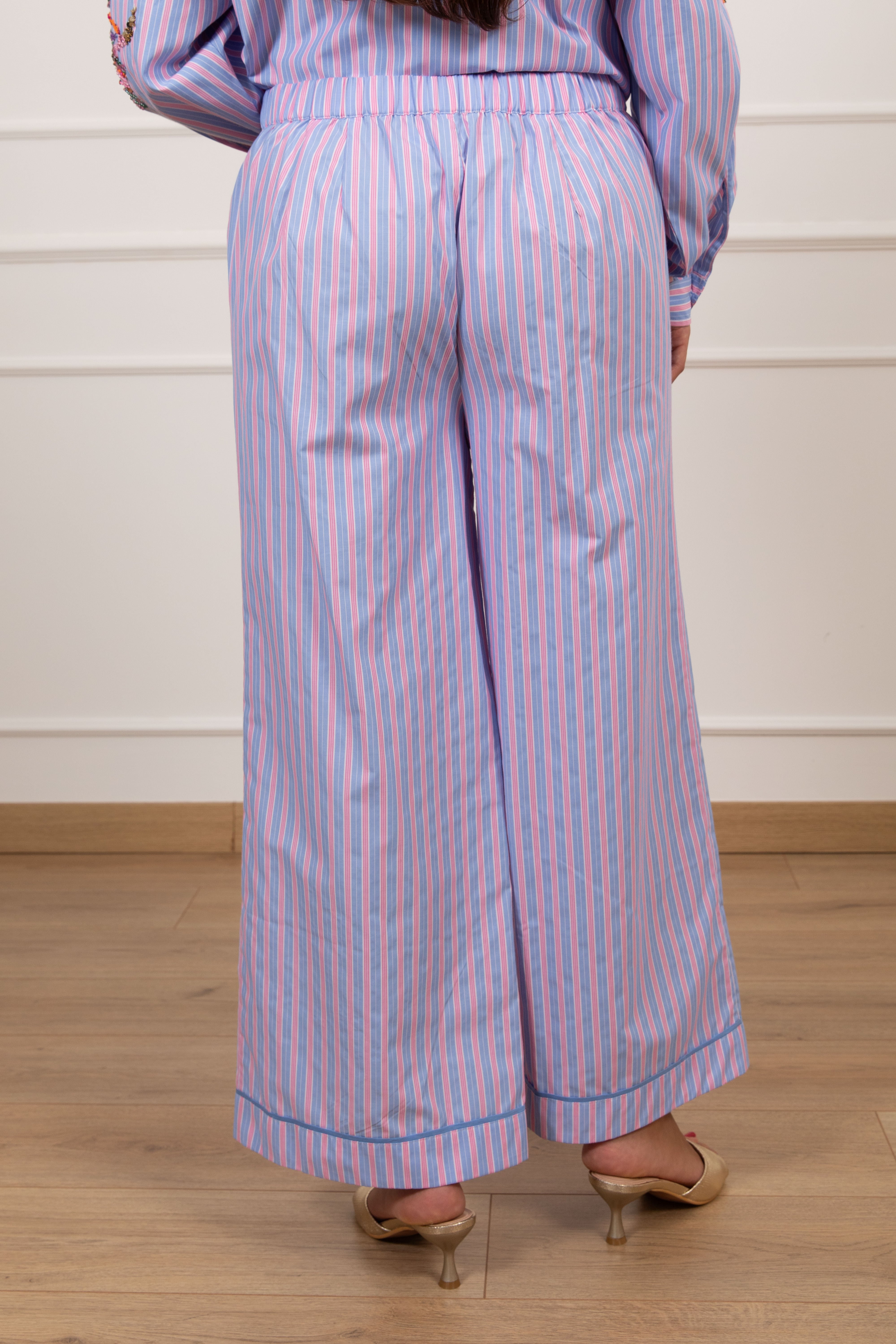 Pantalone bacchettato con ricamo floreale di perline Dixie