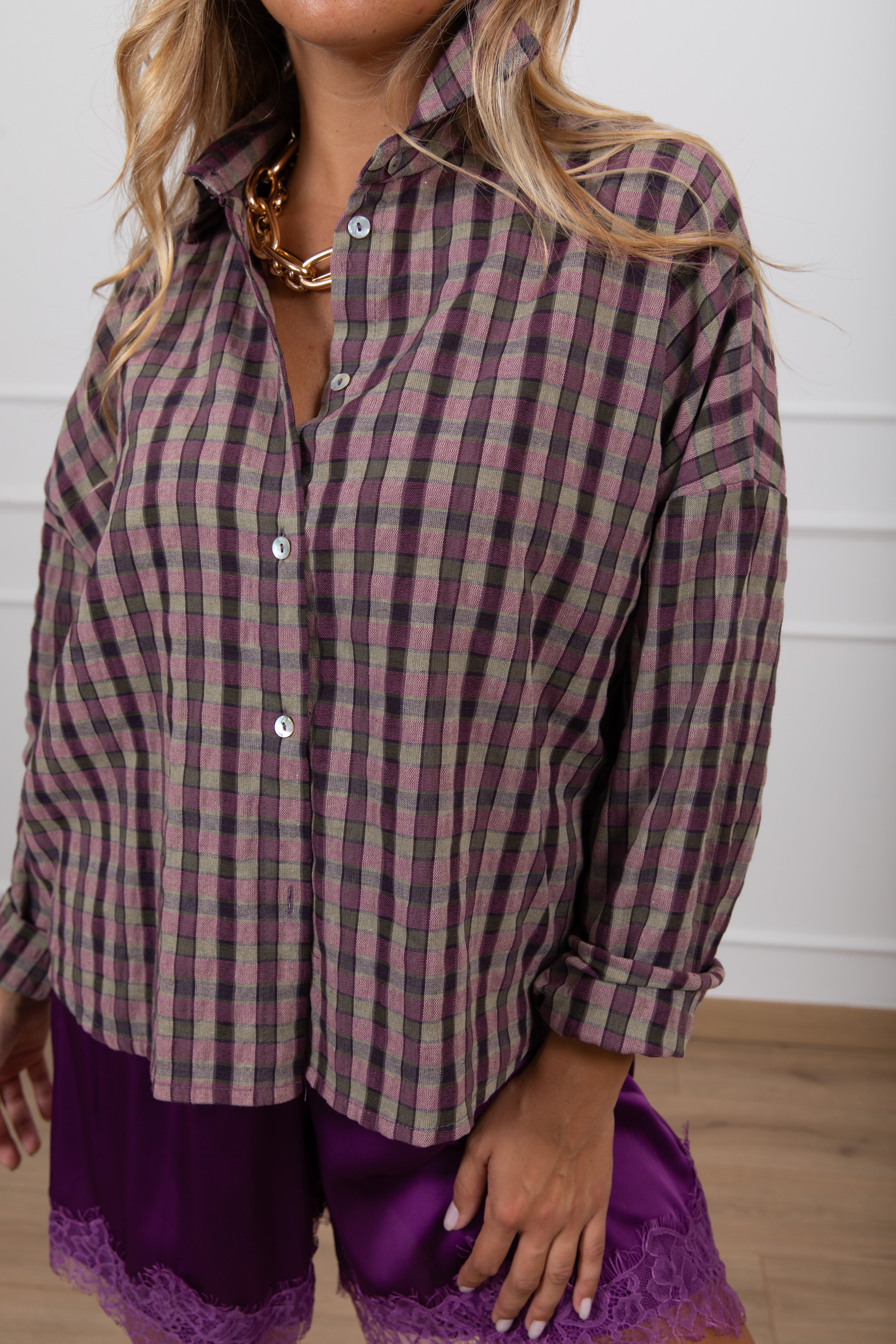 Camicia check variante viola Haveone