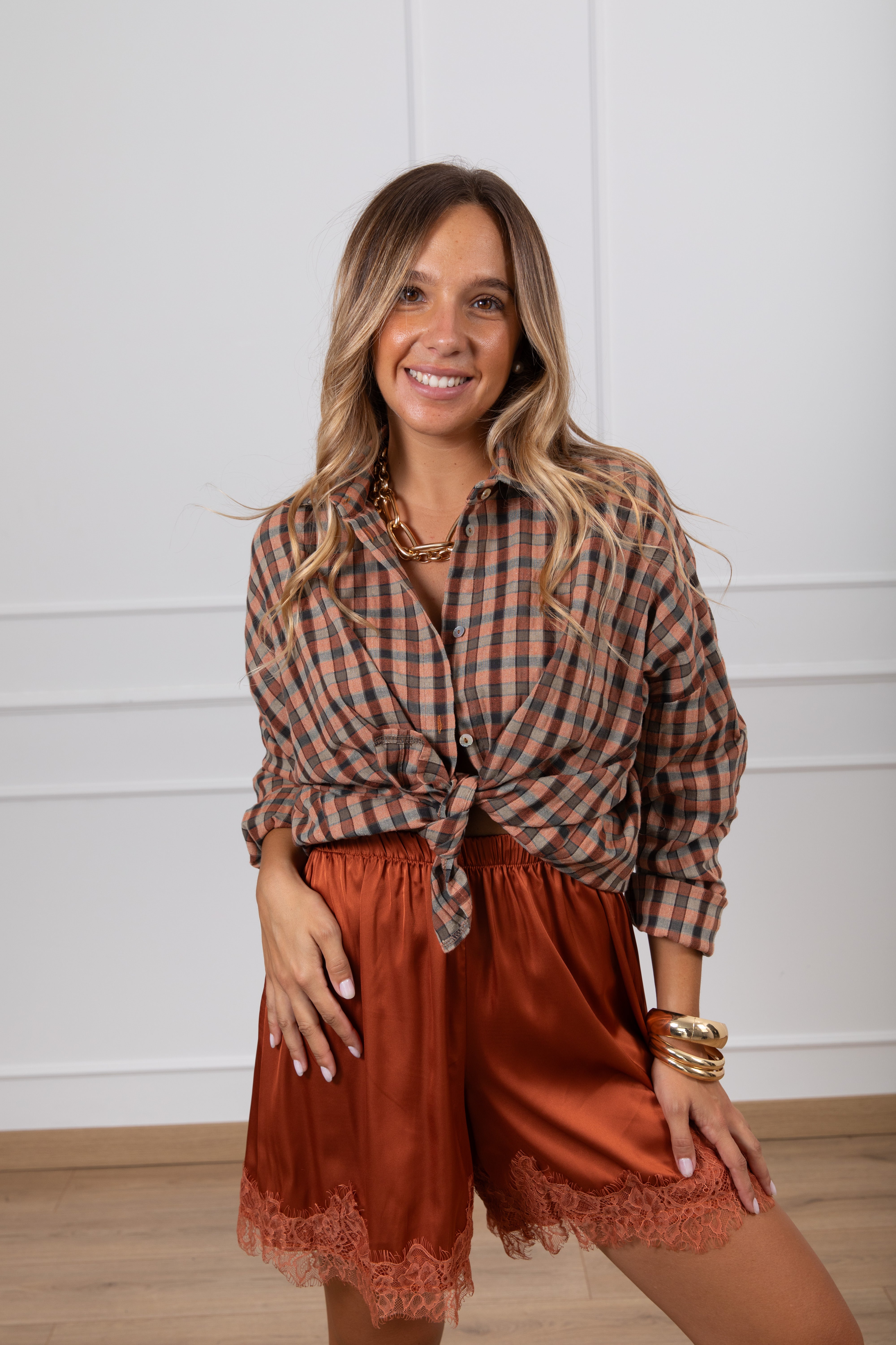 Camicia check variante coccio Haveone