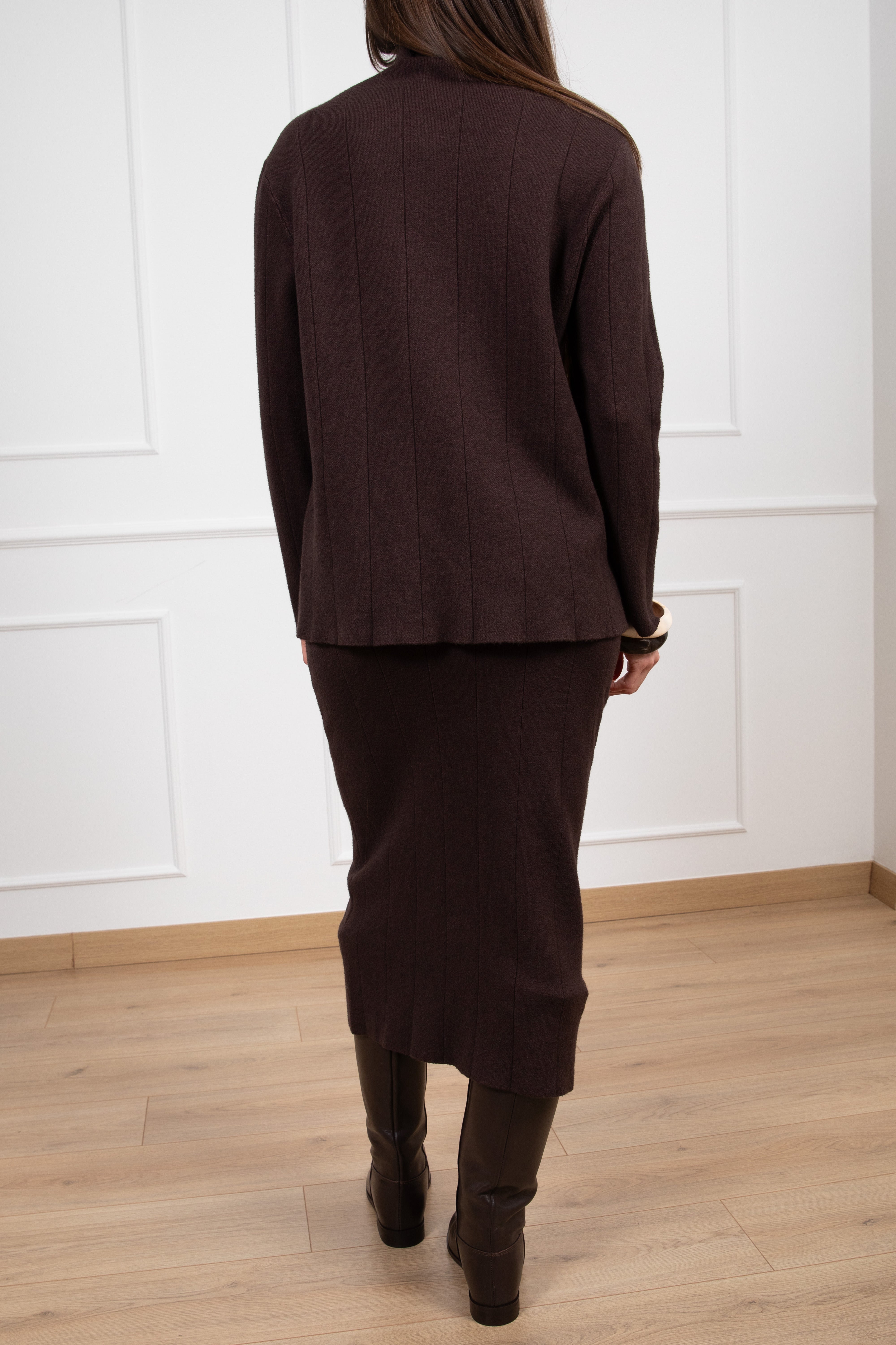 Coordinato pull mezzo-collo e gonna midi in maglia Susy Mix