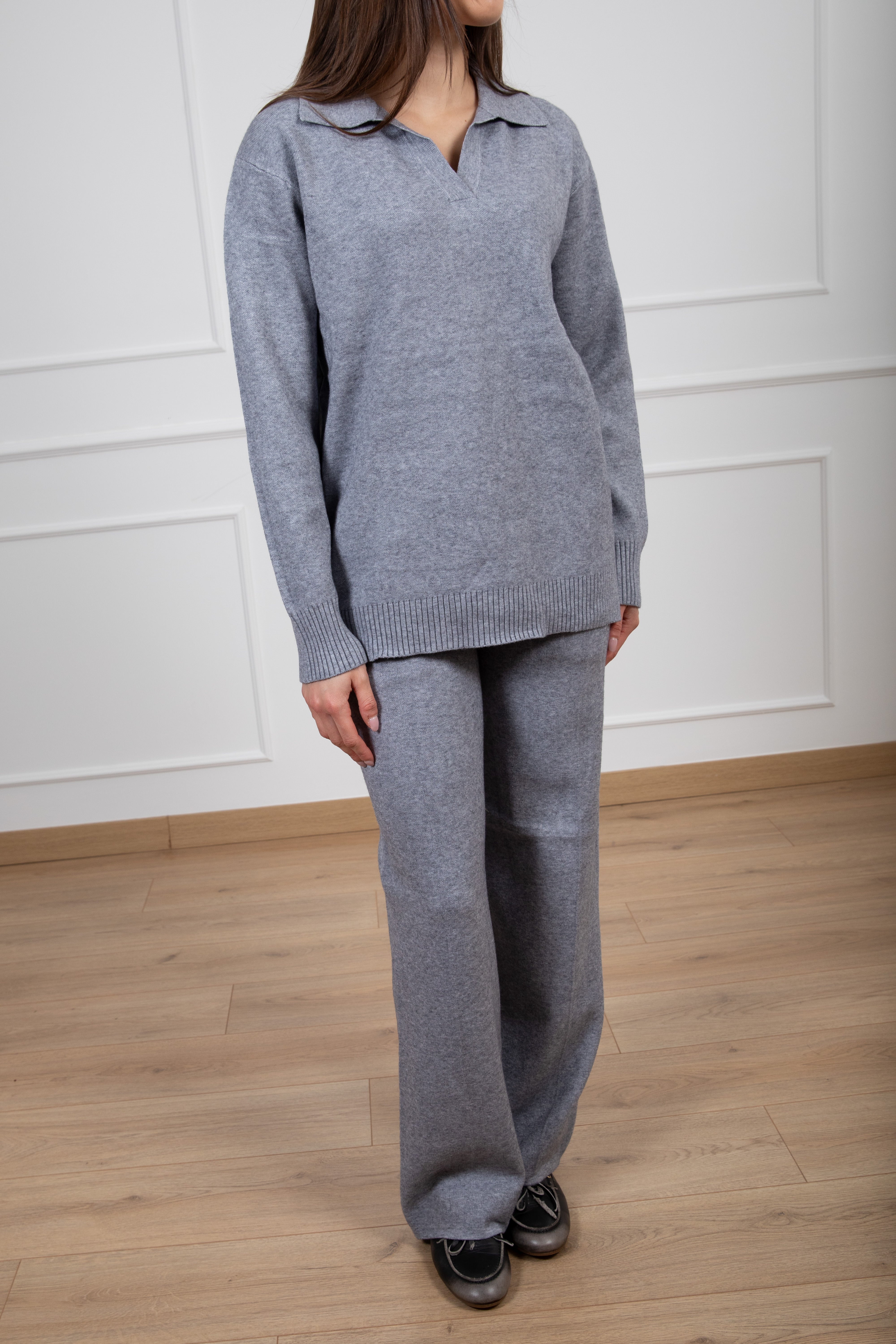 Coordinato polo e pantalone gamba dritta in maglia Susy Mix