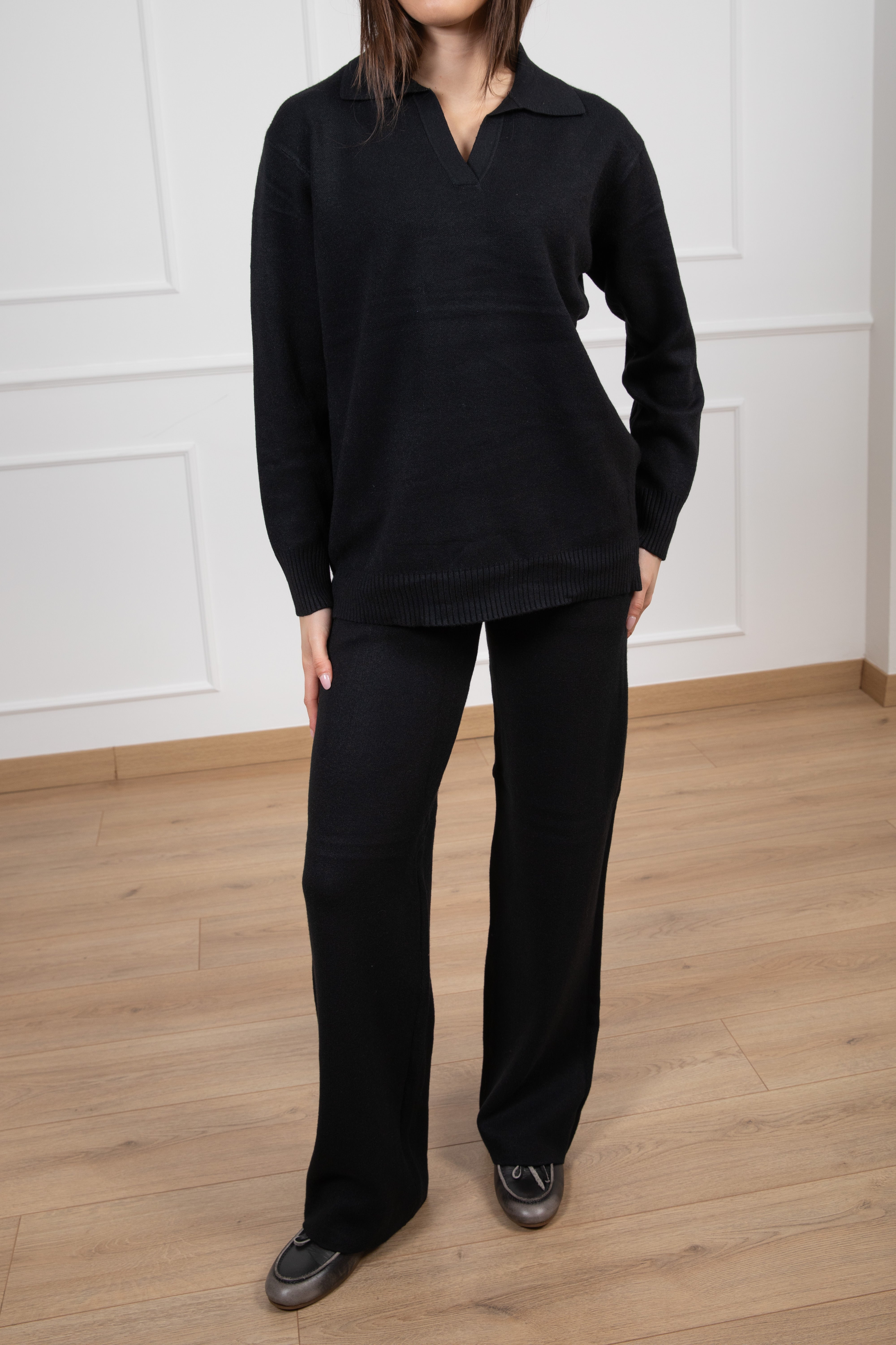 Coordinato polo e pantalone gamba dritta in maglia Susy Mix