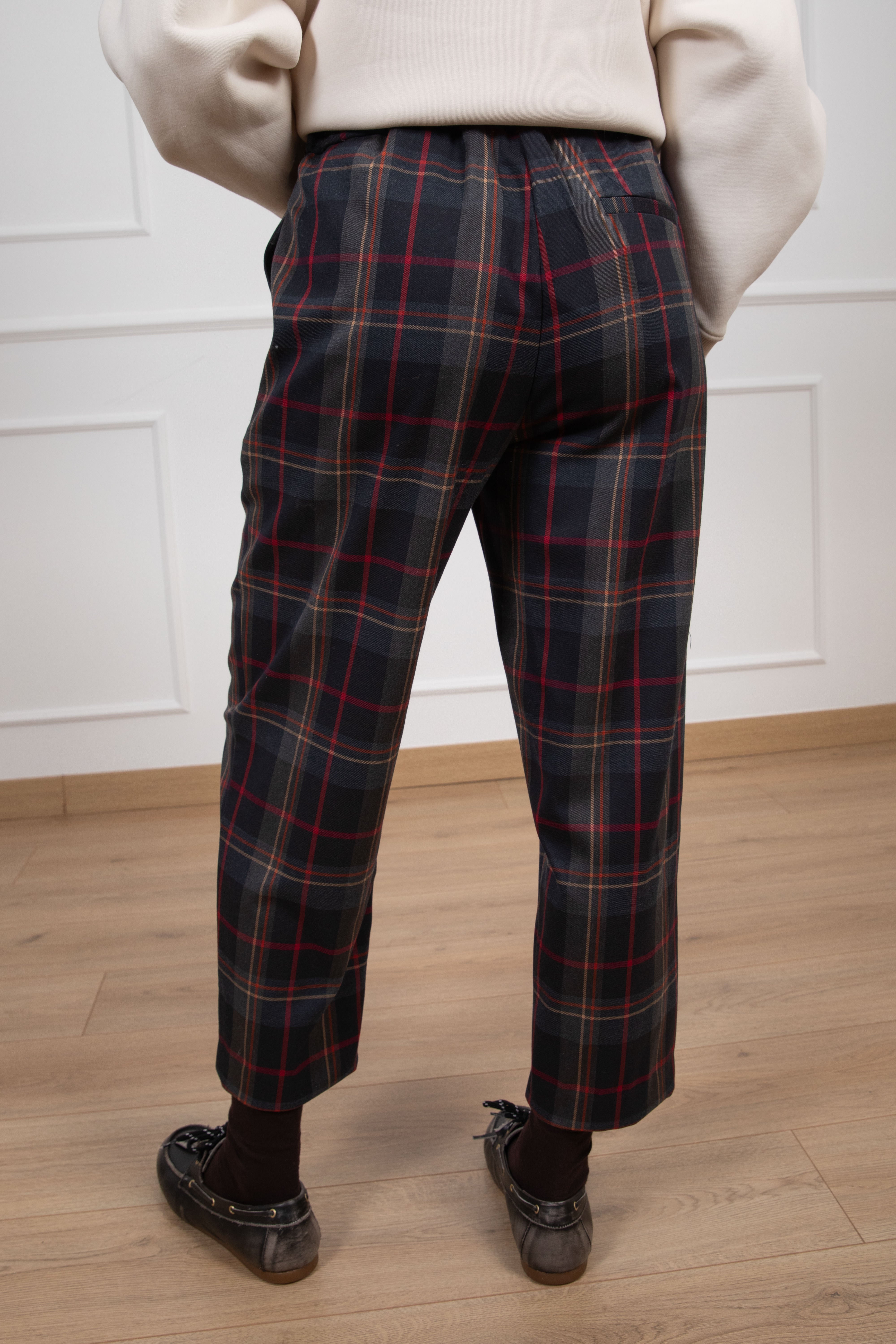 Pantalone tartan carrot-fit con elastico sul retro ViCOLO