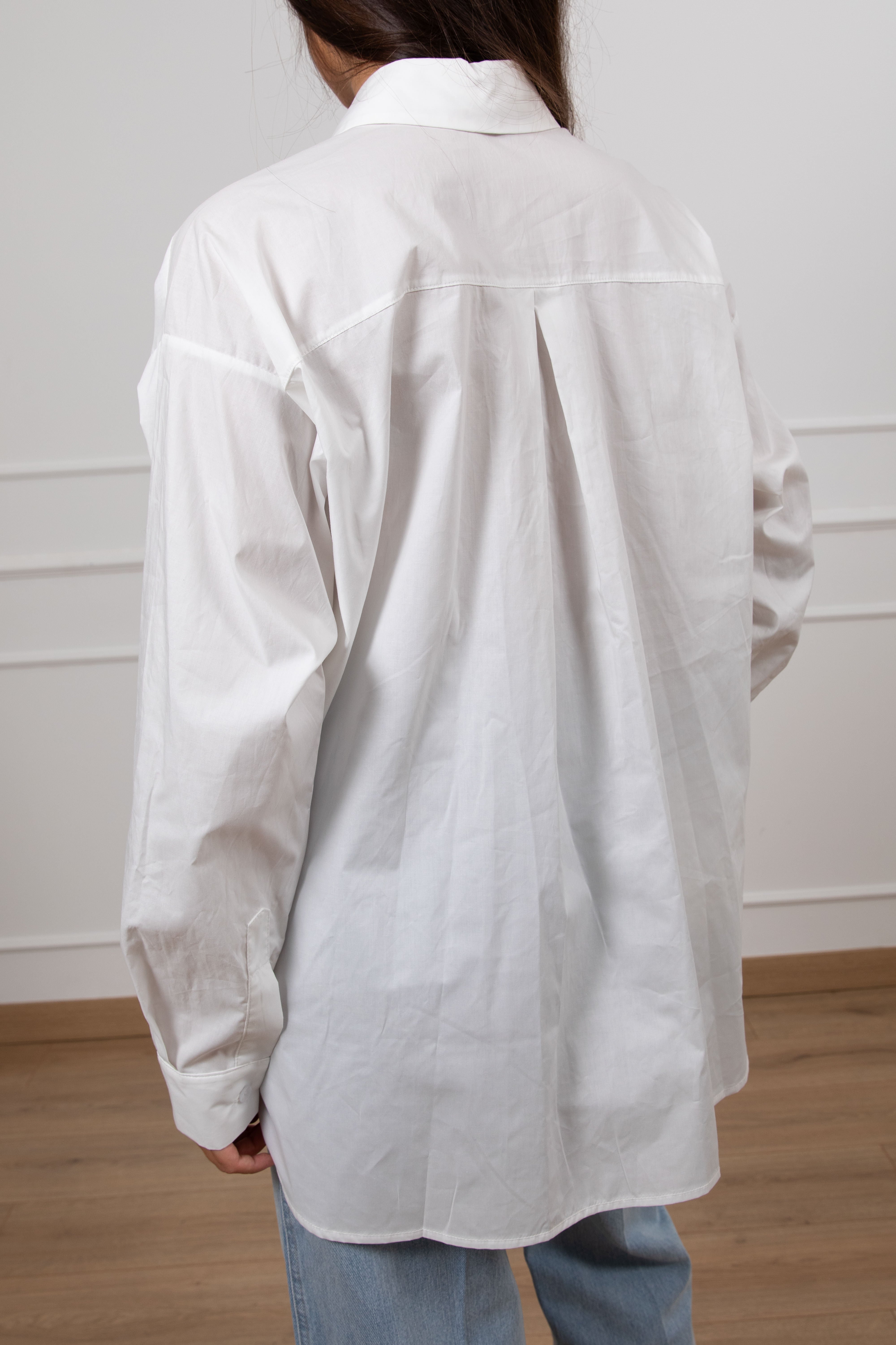 Camicia over-size con tasca in eco-pelle intrecciata Motel