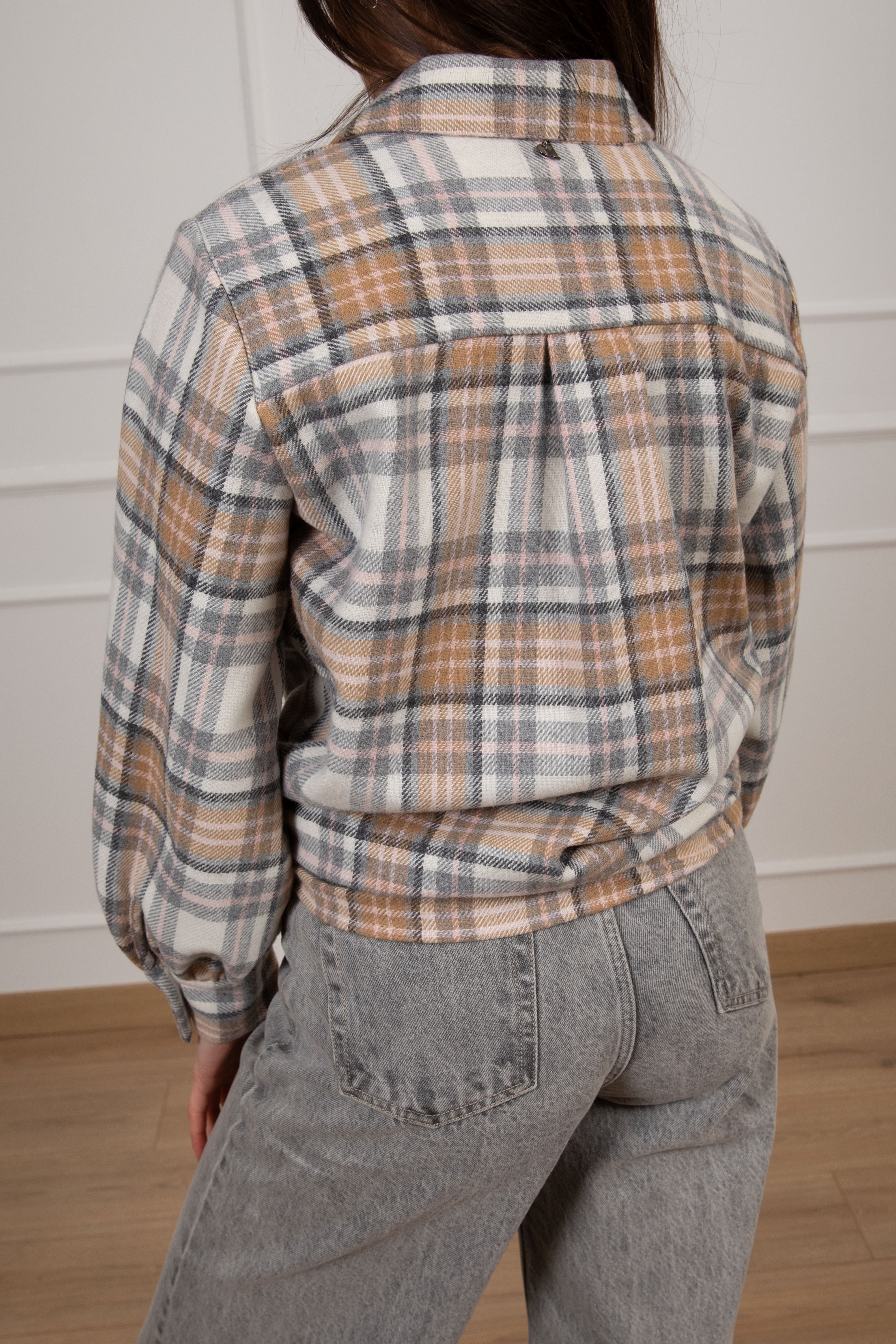 Camicia check grigio in flanella Dixie