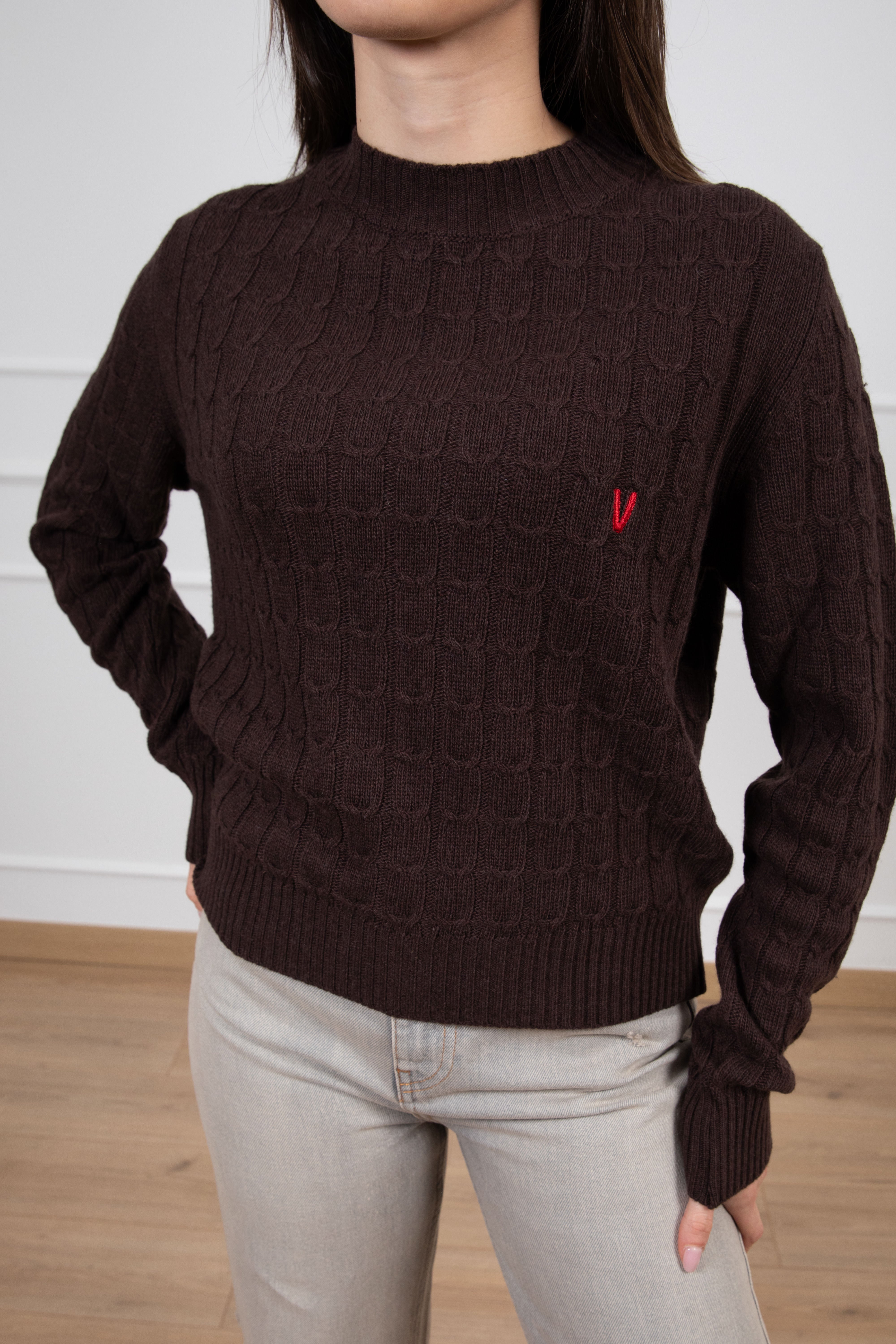 Pull treccia piatta con monogram ViCOLO