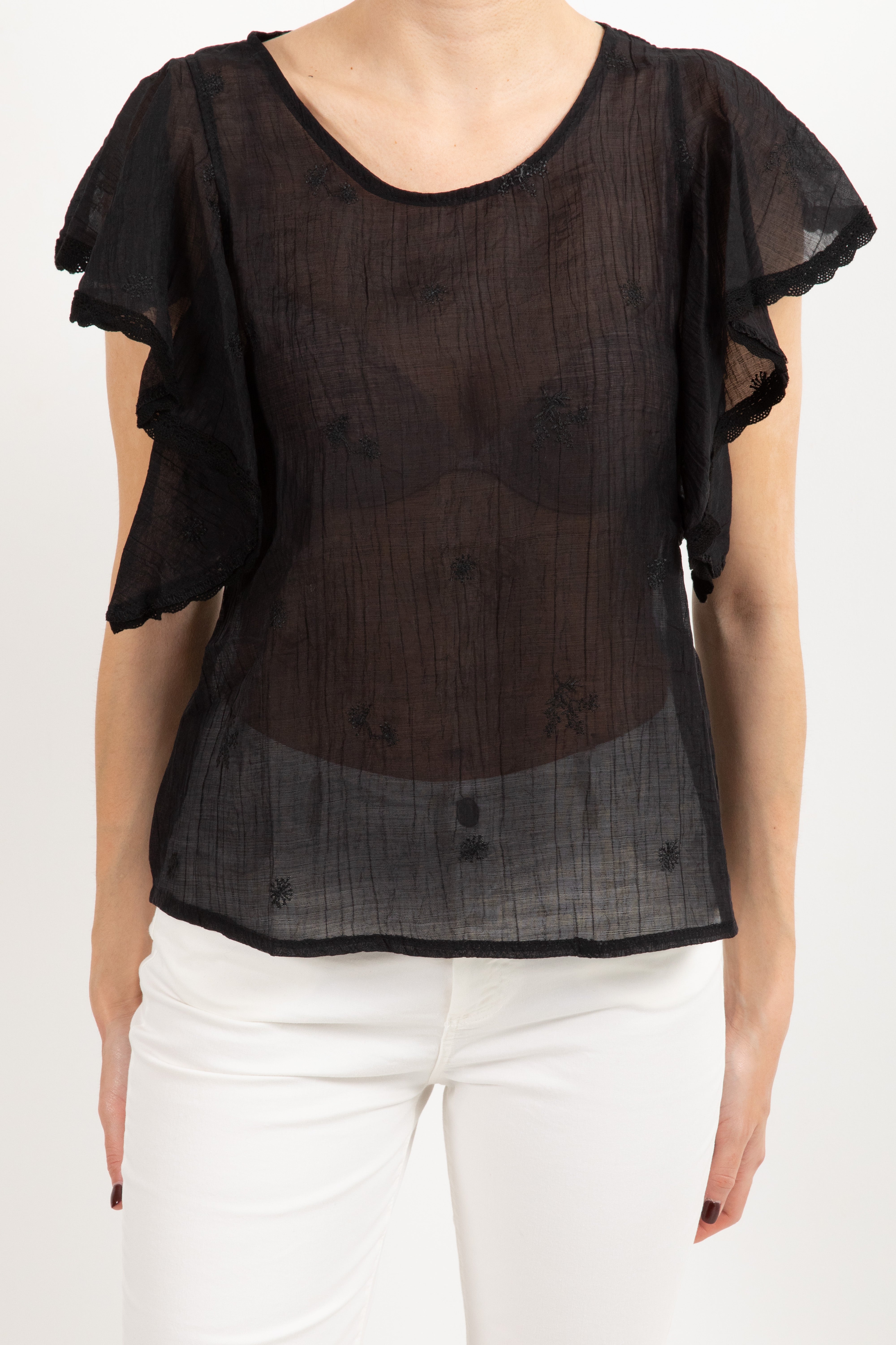 Blusa con rouches ricami e Susy Mix