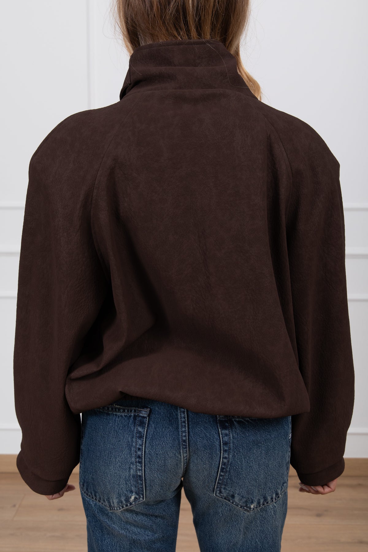 Bomber in eco-pelle martellata con collo a ciambella Haveone