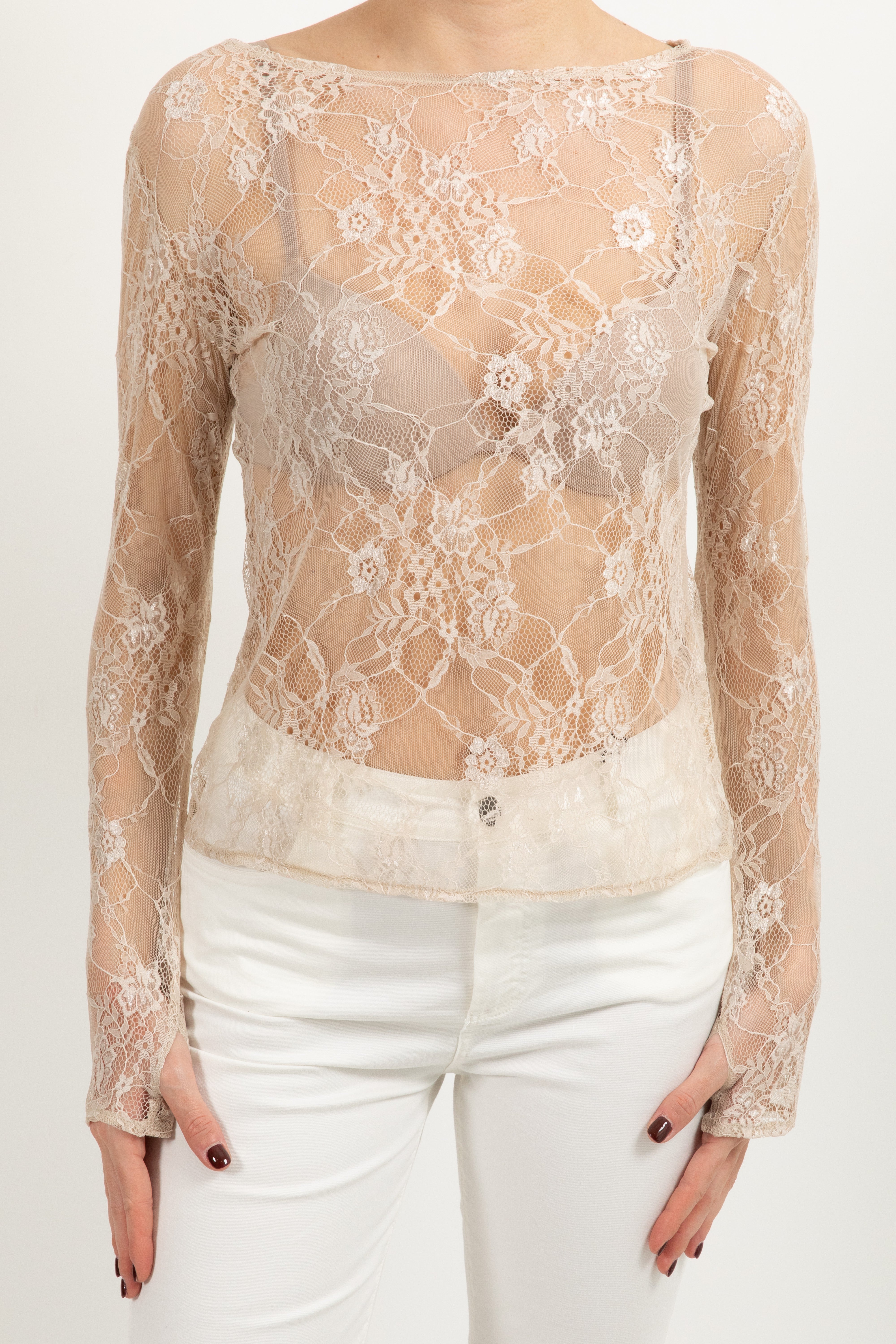 Blusa in pizzo con foro pollice Susy Mix