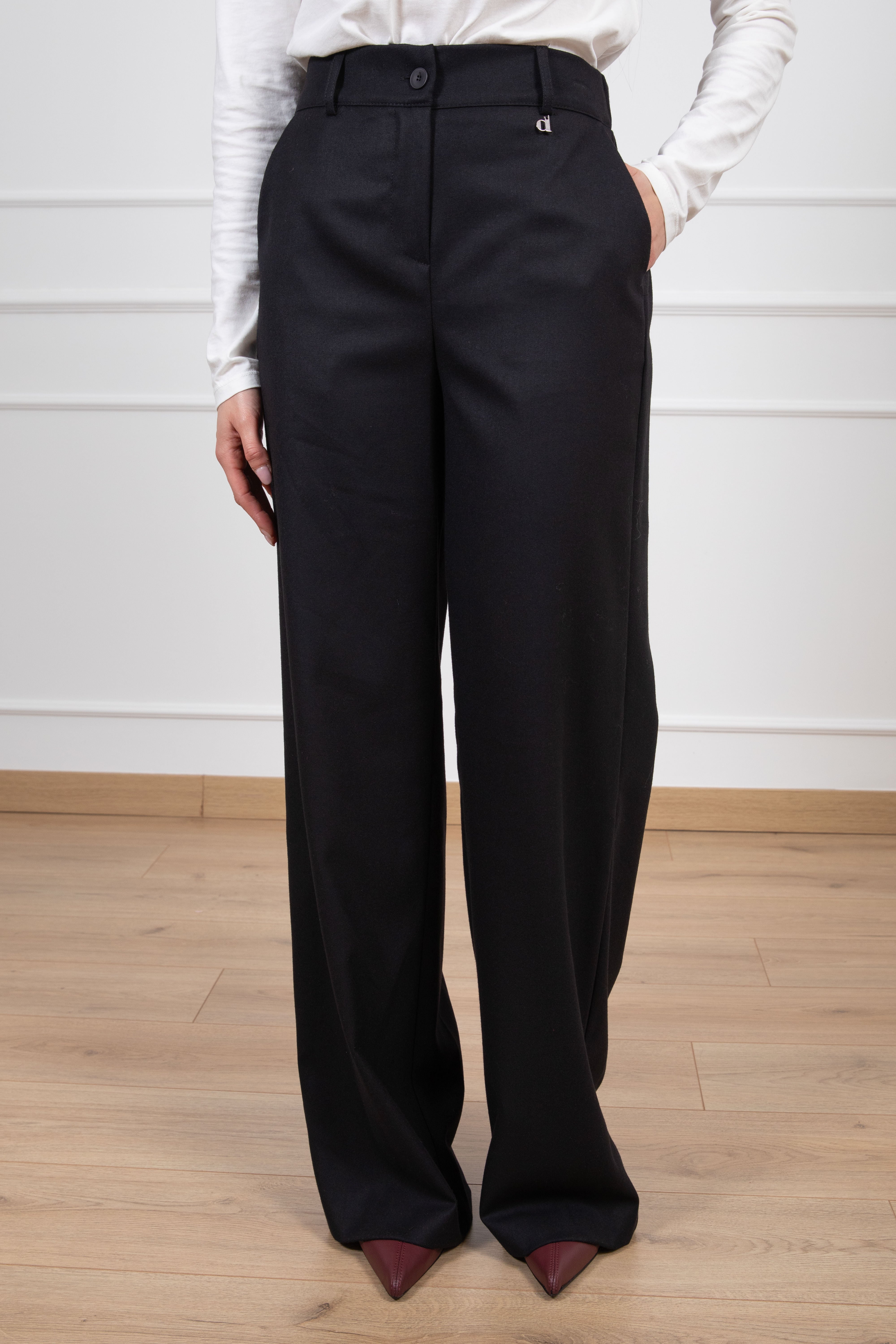 Pantalone flanella gamba dritta con elastico sul retro Dixie