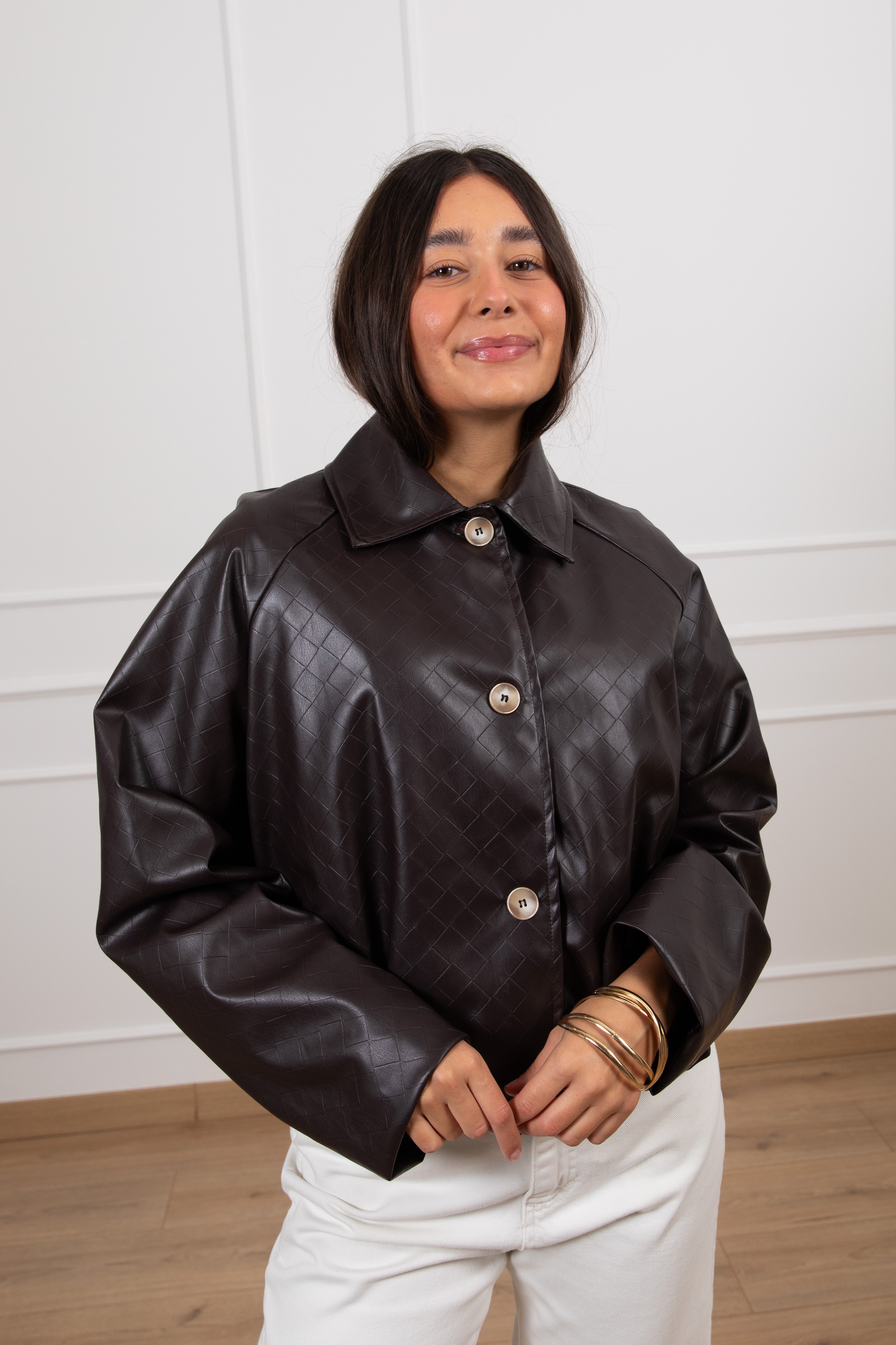 Bomber in eco-pelle intrecciata Susy Mix