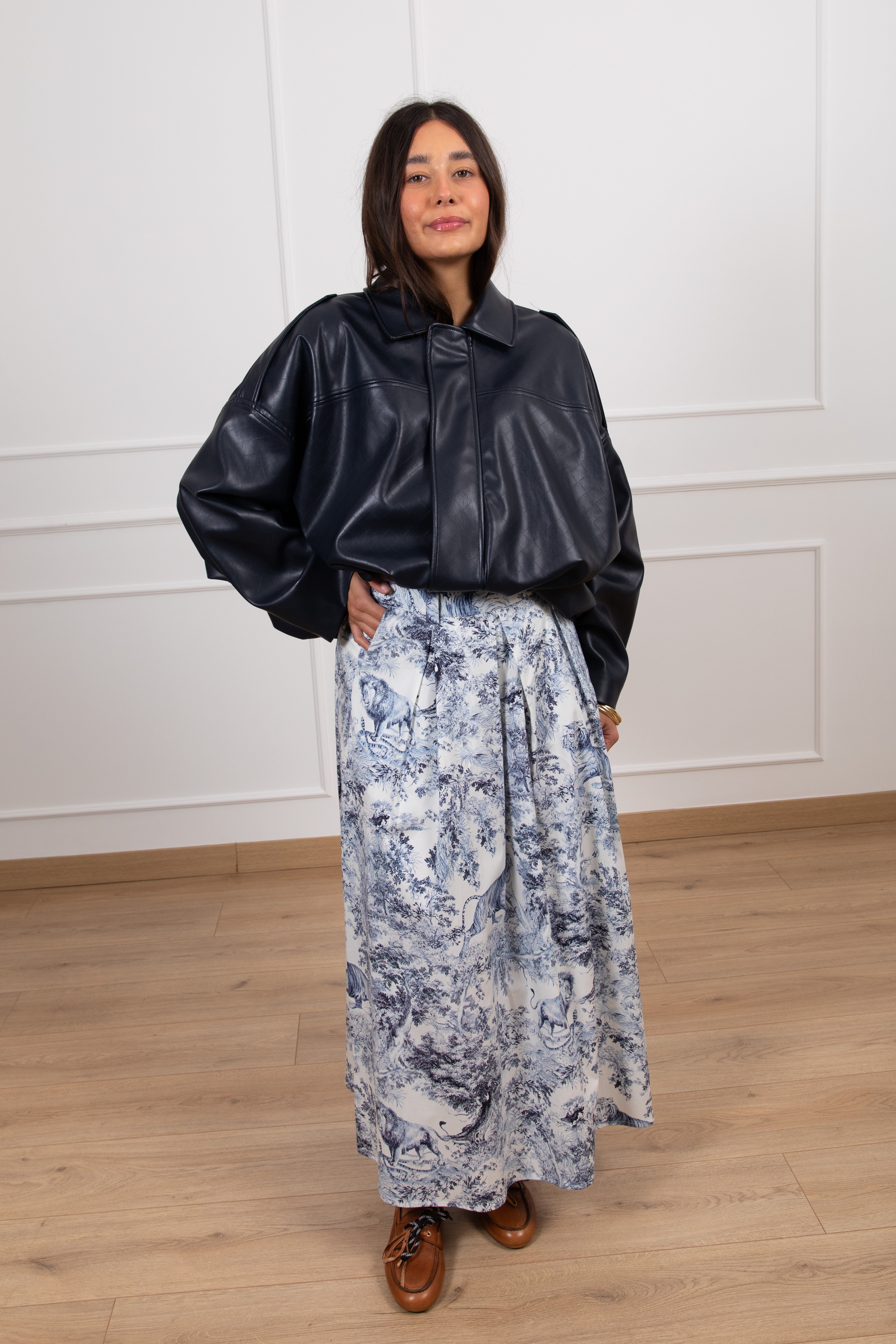 Gonna a pieghe fantasia tela de jouy Tensione IN