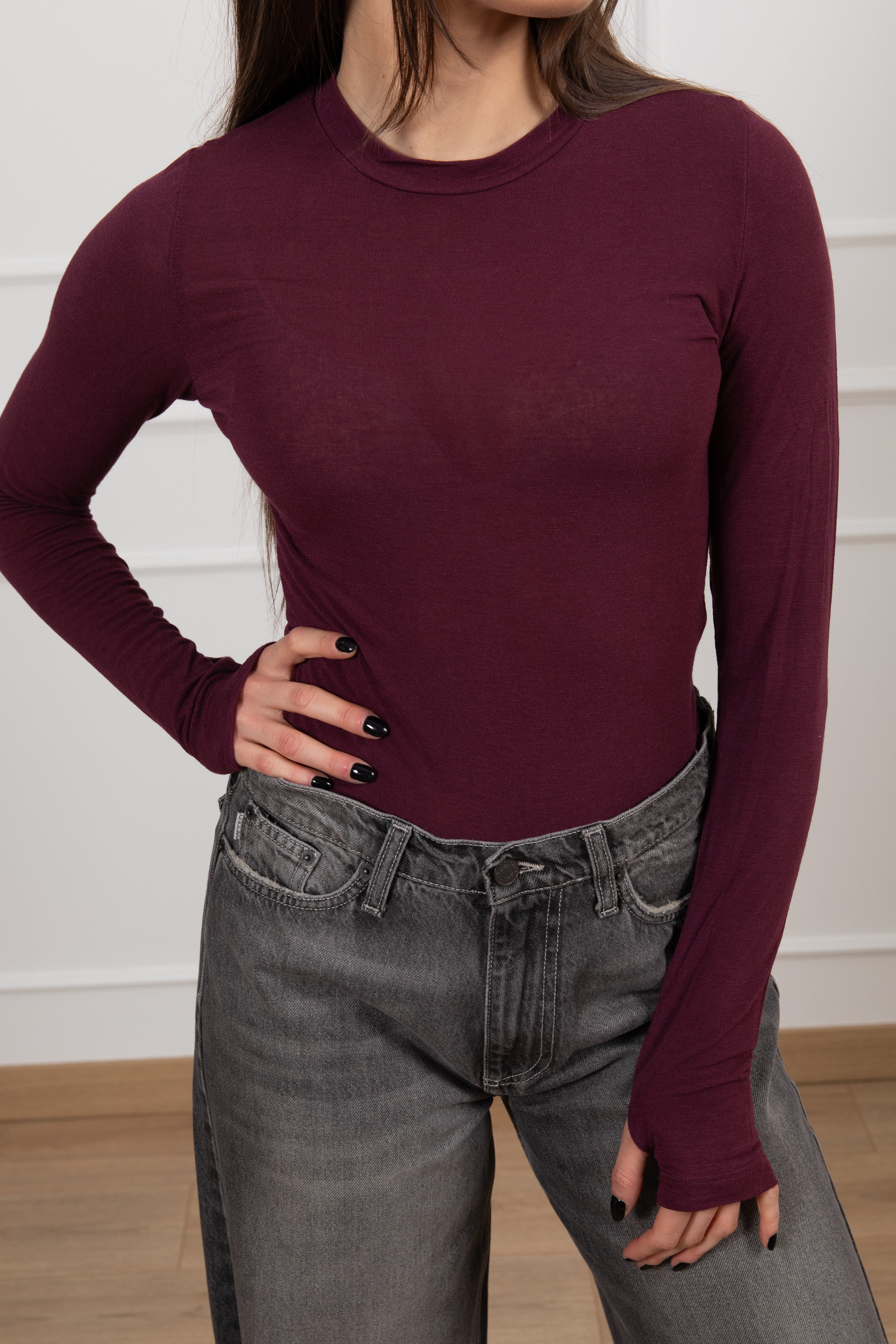 Cashmerina girocollo con foro pollice Susy Mix