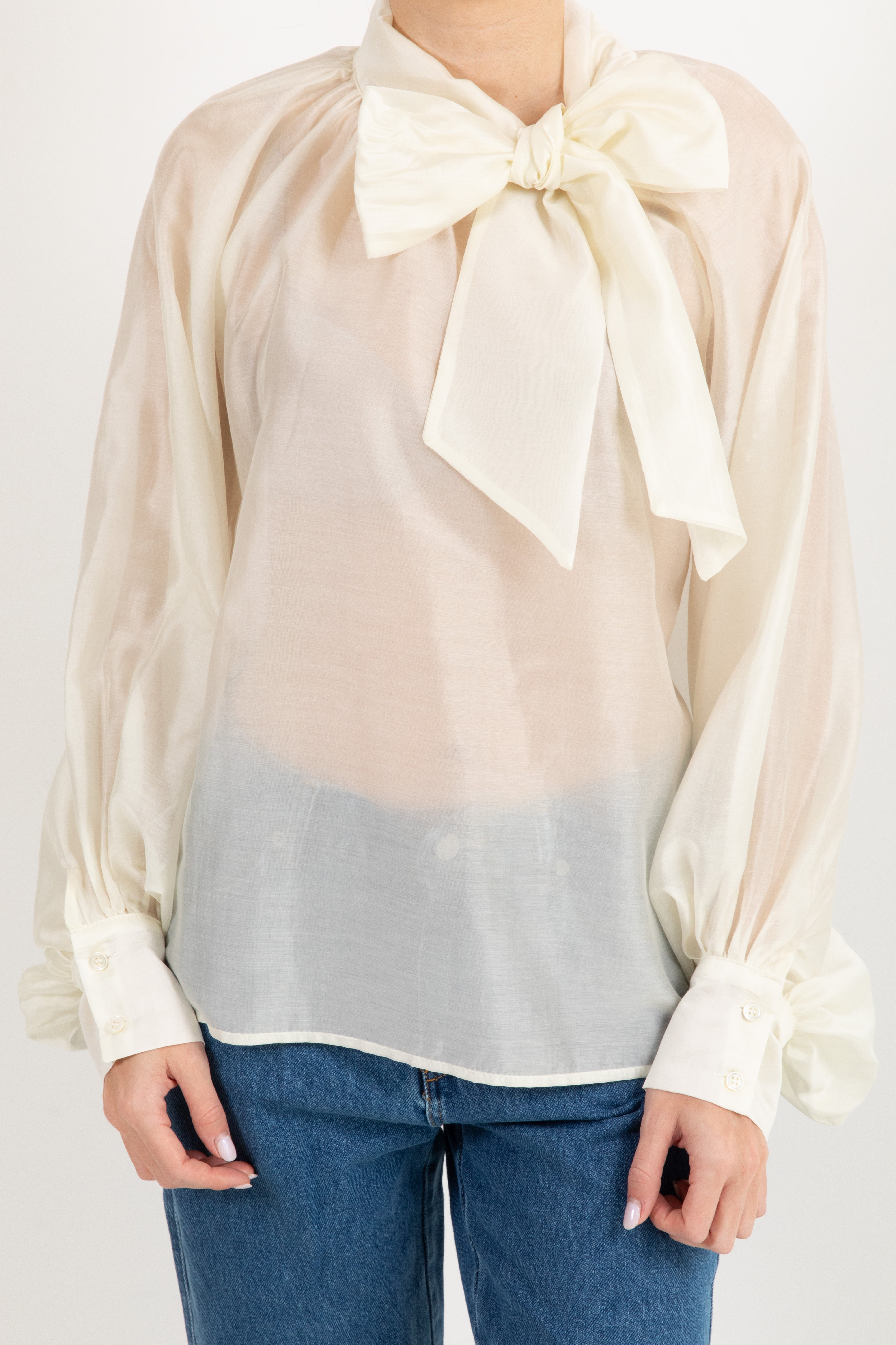 Blusa in lyocell con fiocco ViCOLO