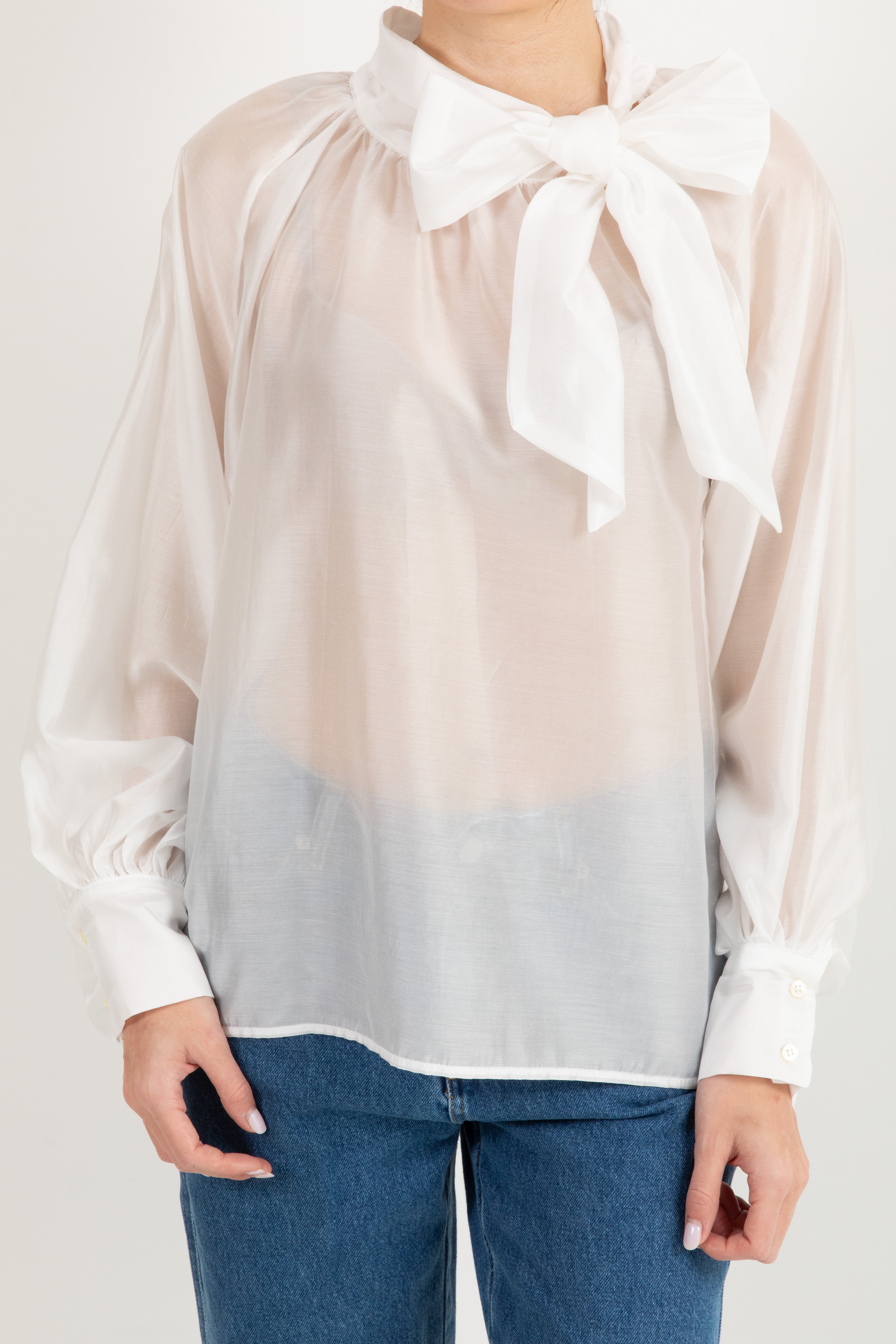 Blusa in lyocell con fiocco ViCOLO