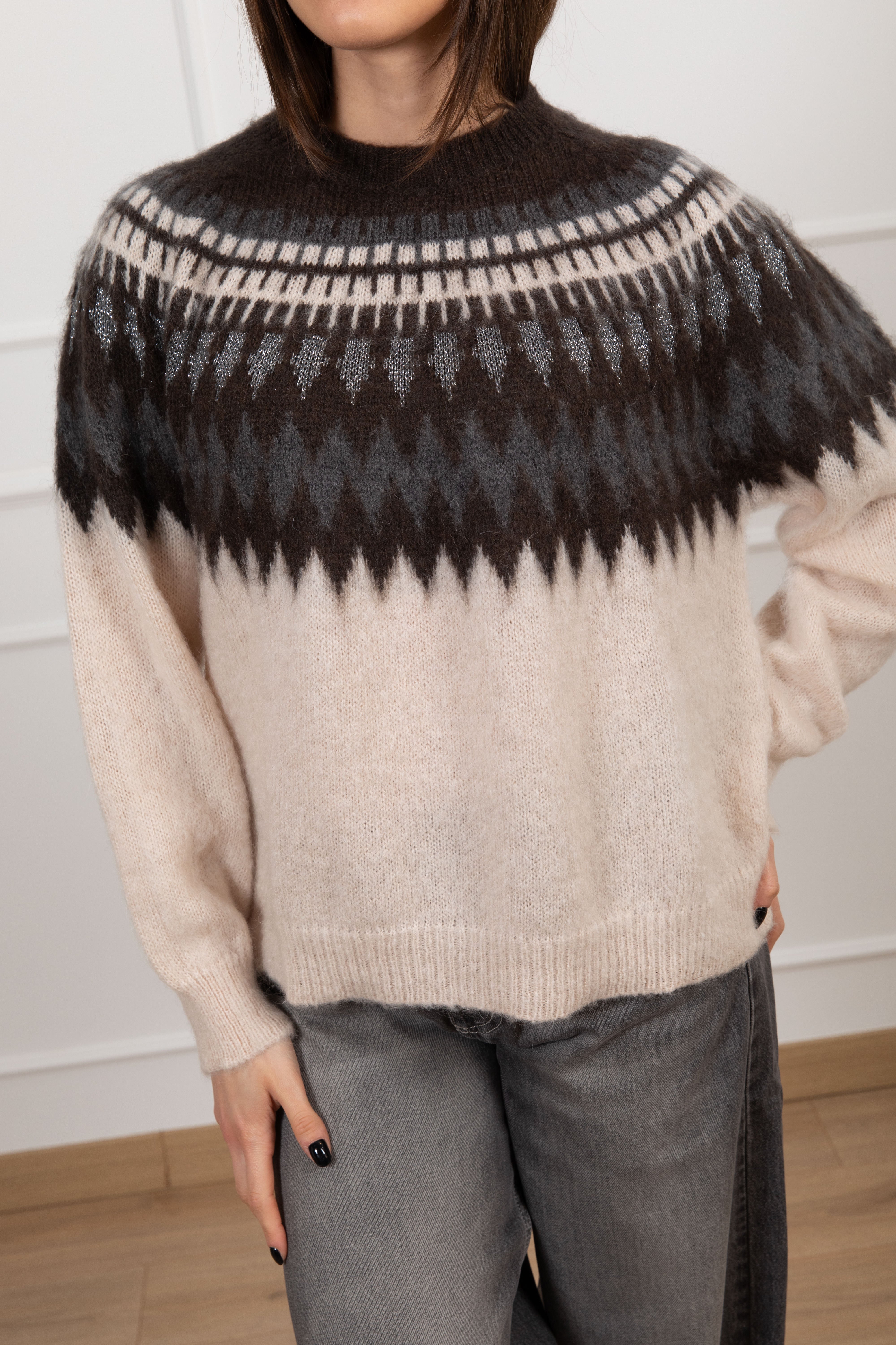 Pull jacquard in lana grossa Tensione IN