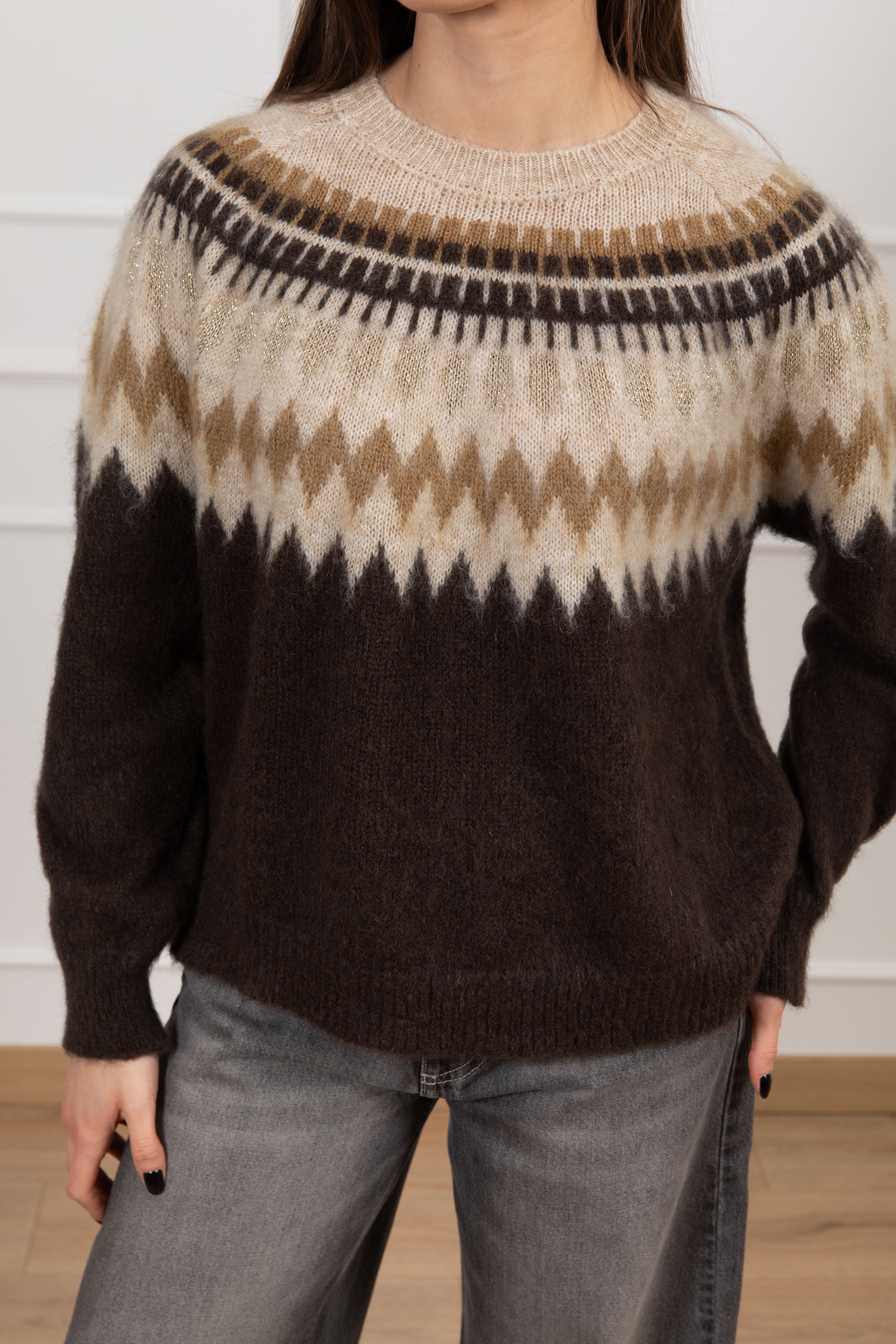 Pull jacquard in lana grossa Tensione IN