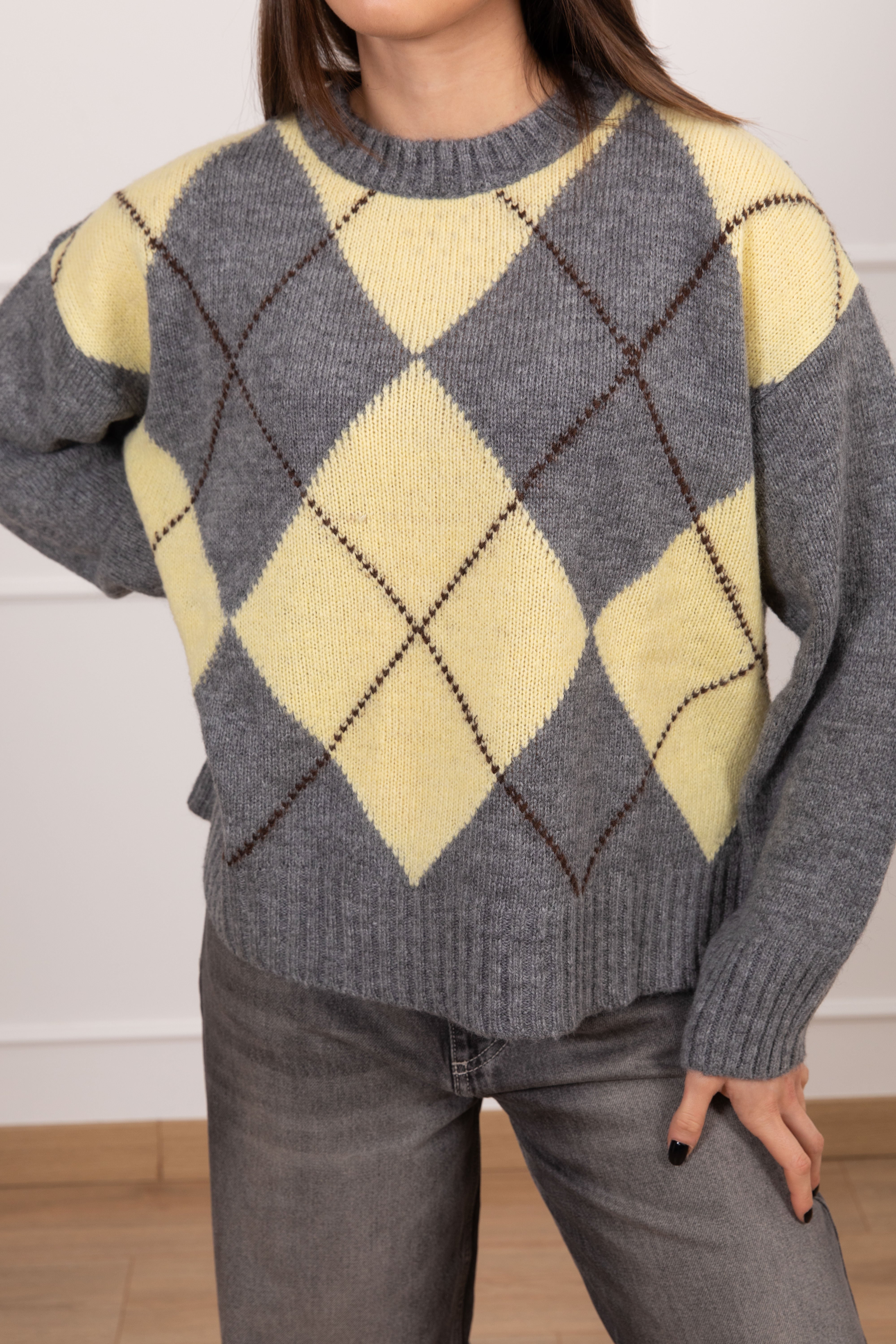 Pull girocollo a rombi Tensione IN