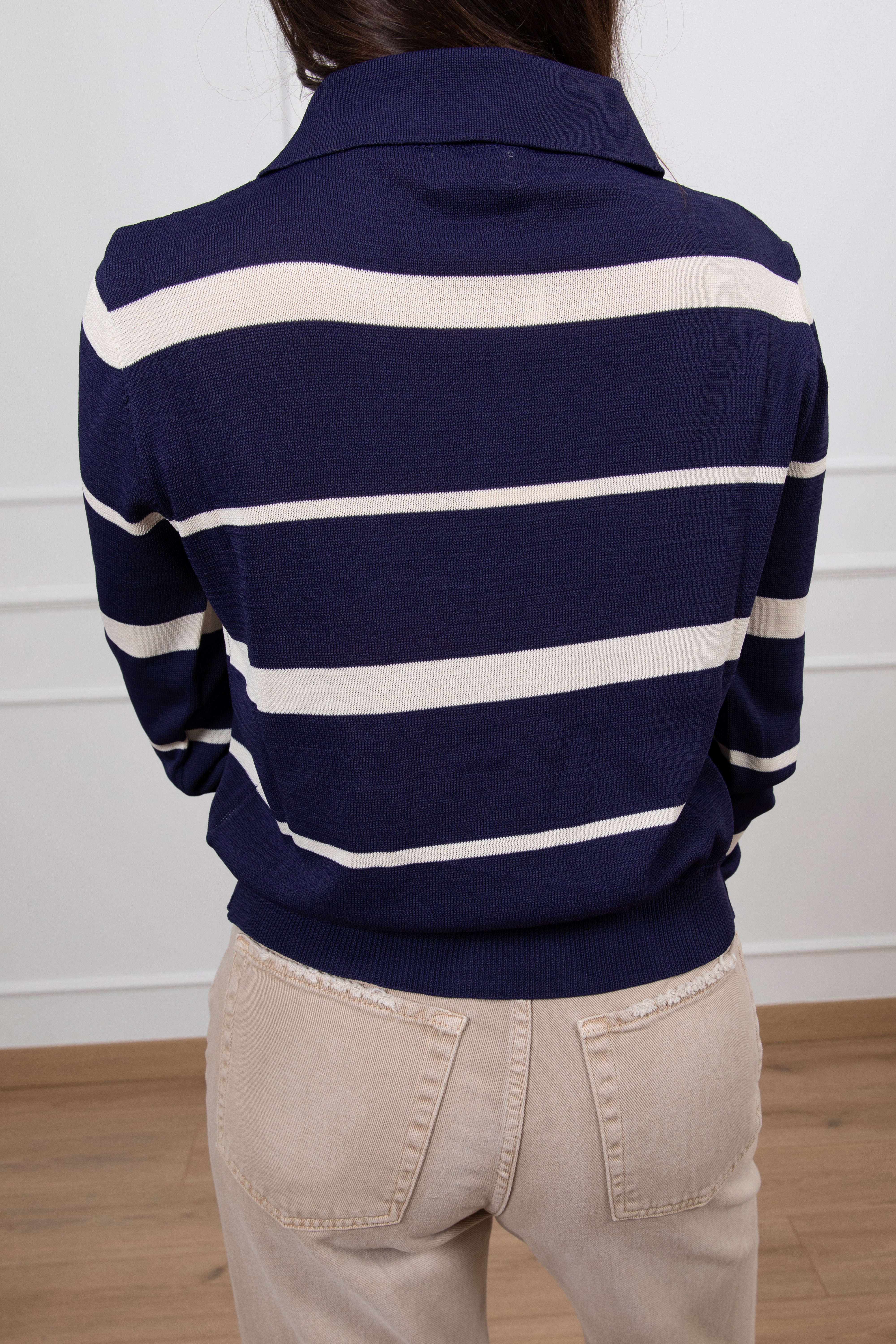 Polo in viscosa a righe asimmetriche Susy Mix