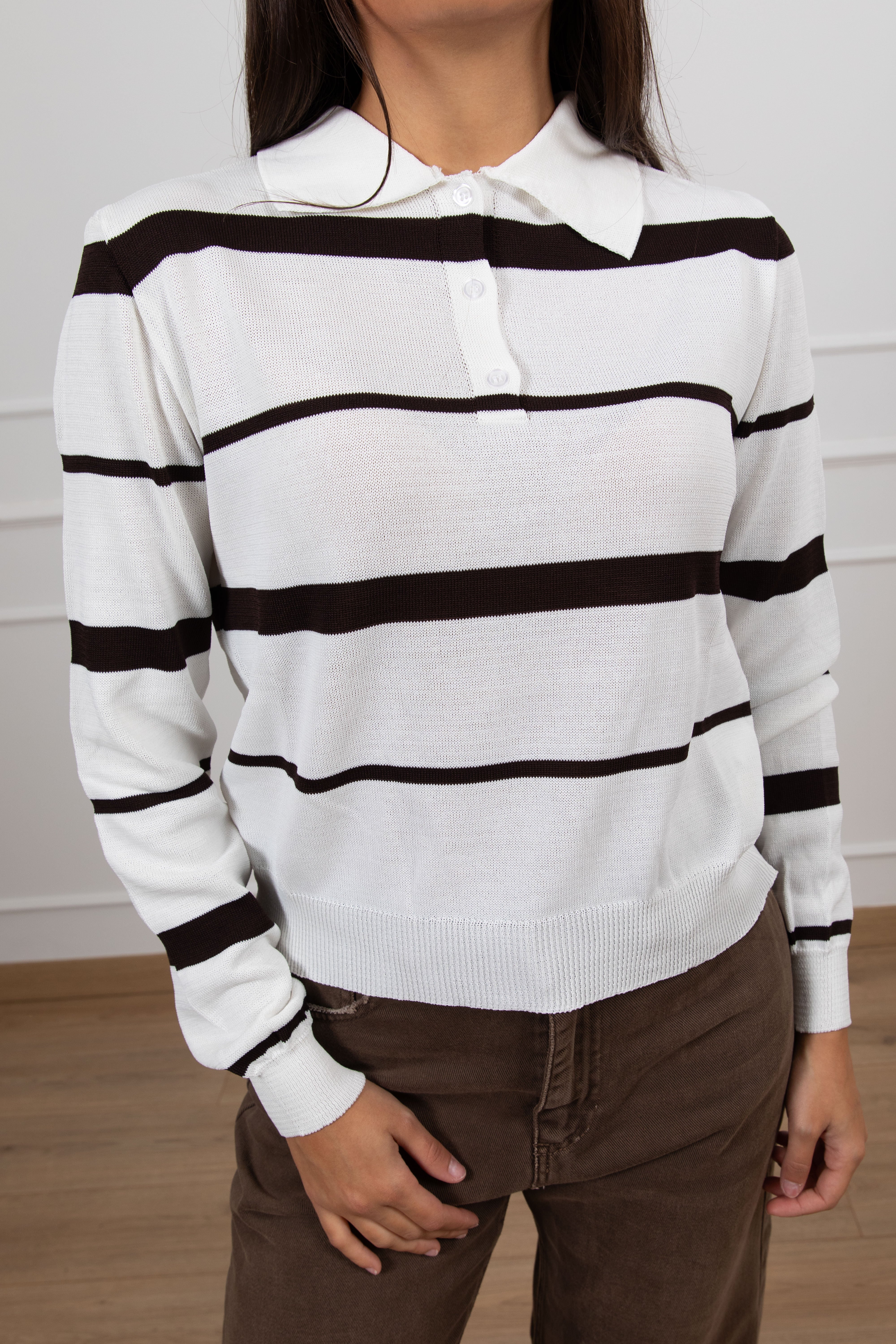 Polo in viscosa a righe asimmetriche Susy Mix