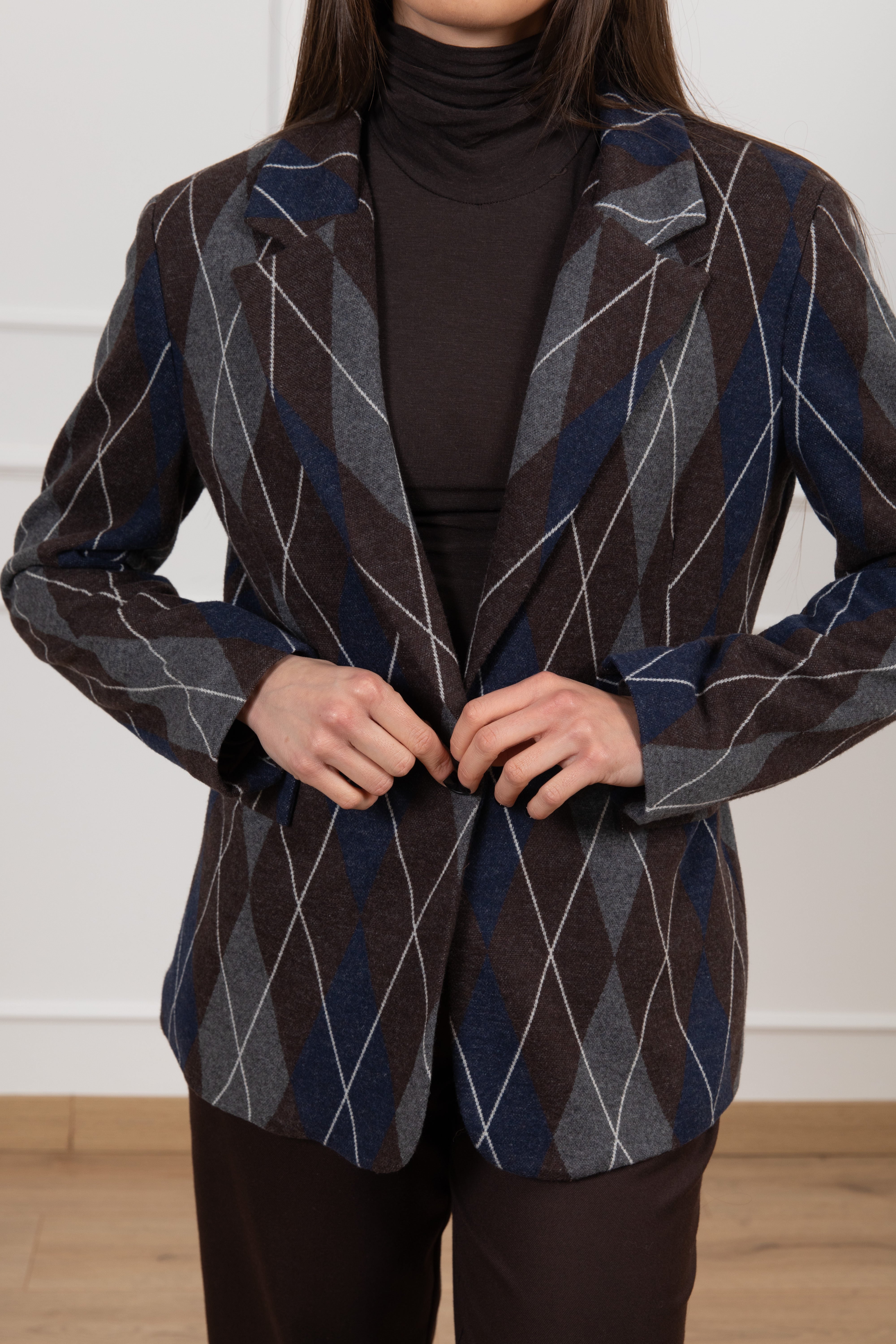Giacca mono-bottone in punto milano a rombi Tensione IN