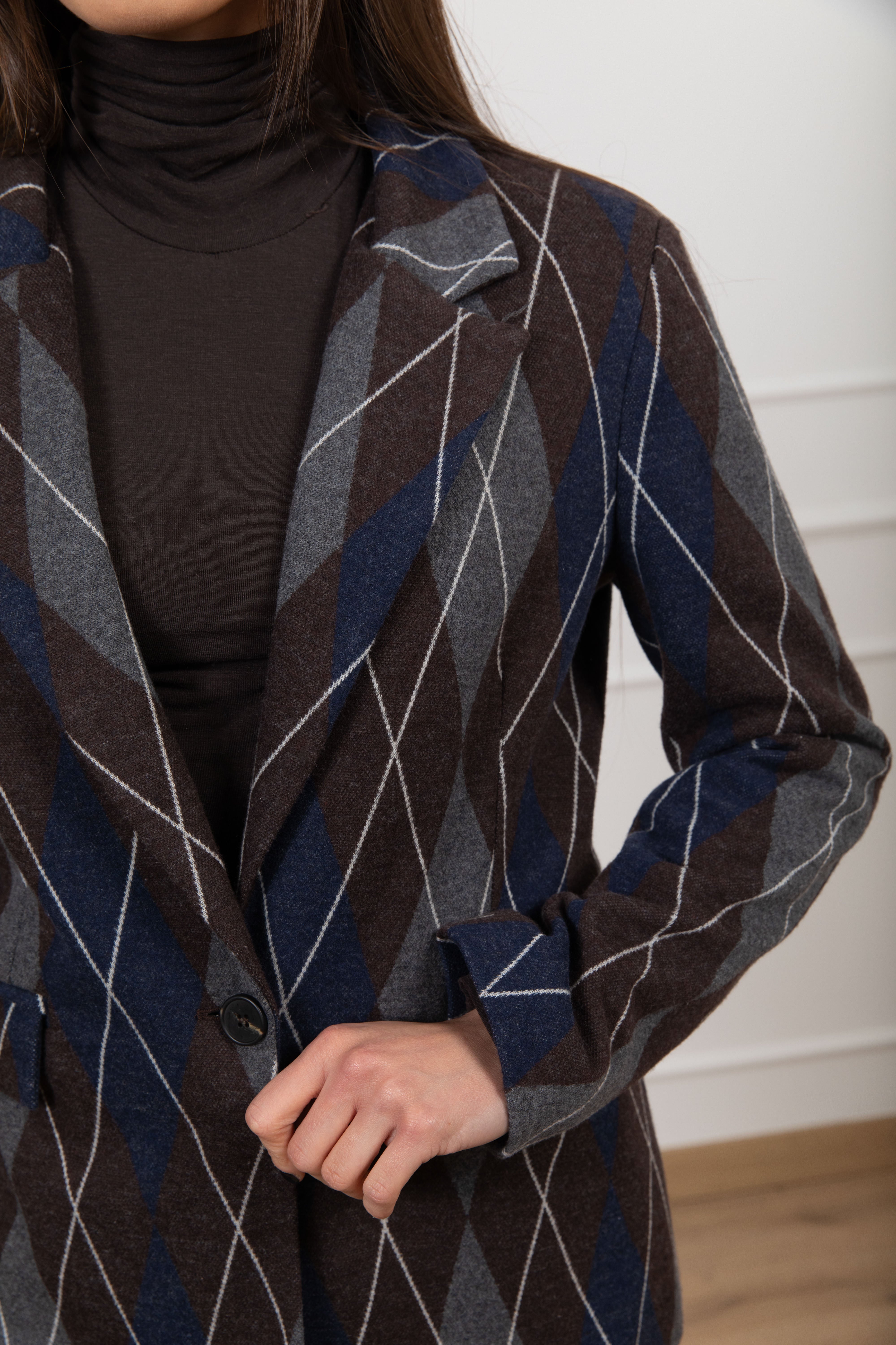 Giacca mono-bottone in punto milano a rombi Tensione IN