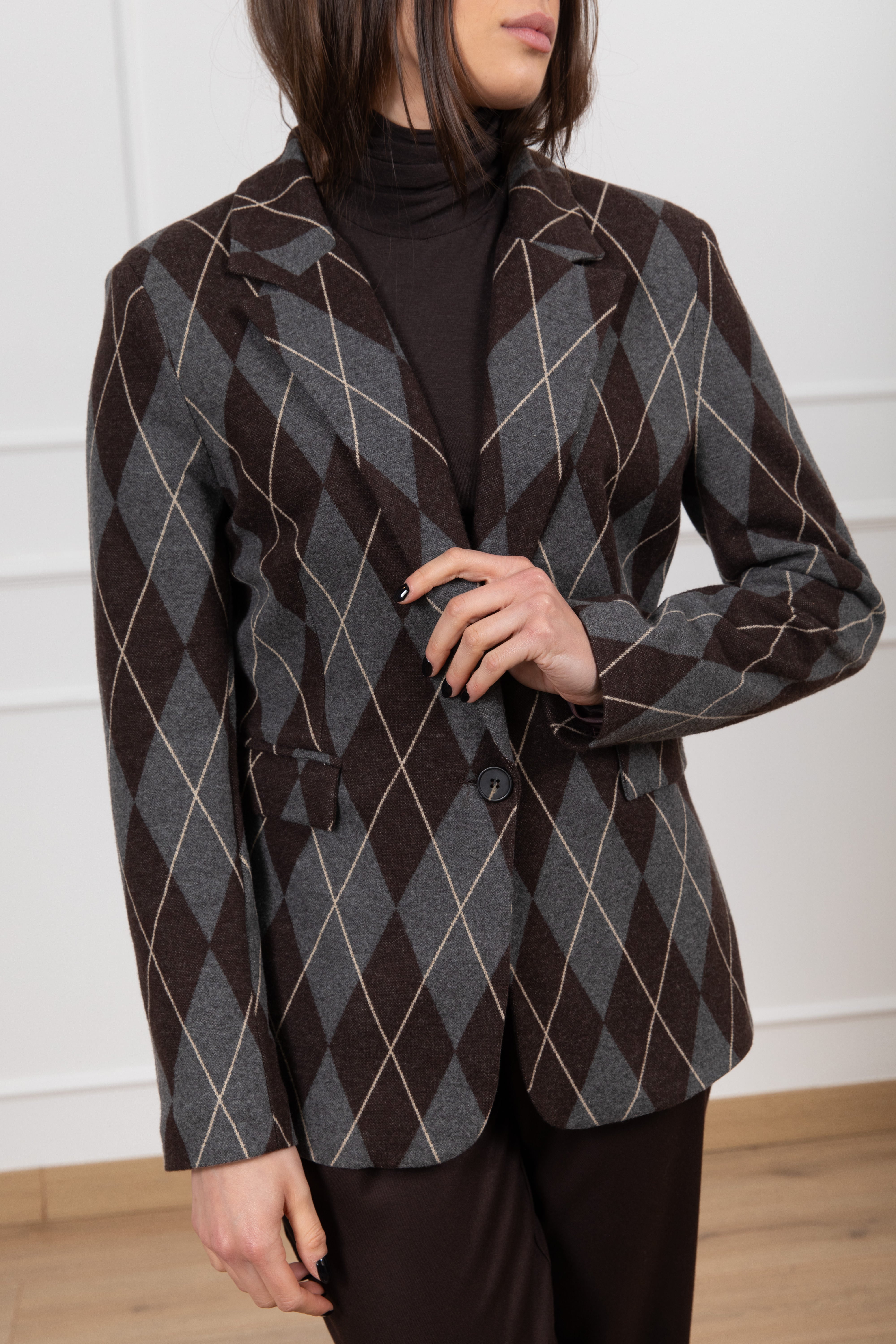 Giacca mono-bottone in punto milano a rombi Tensione IN
