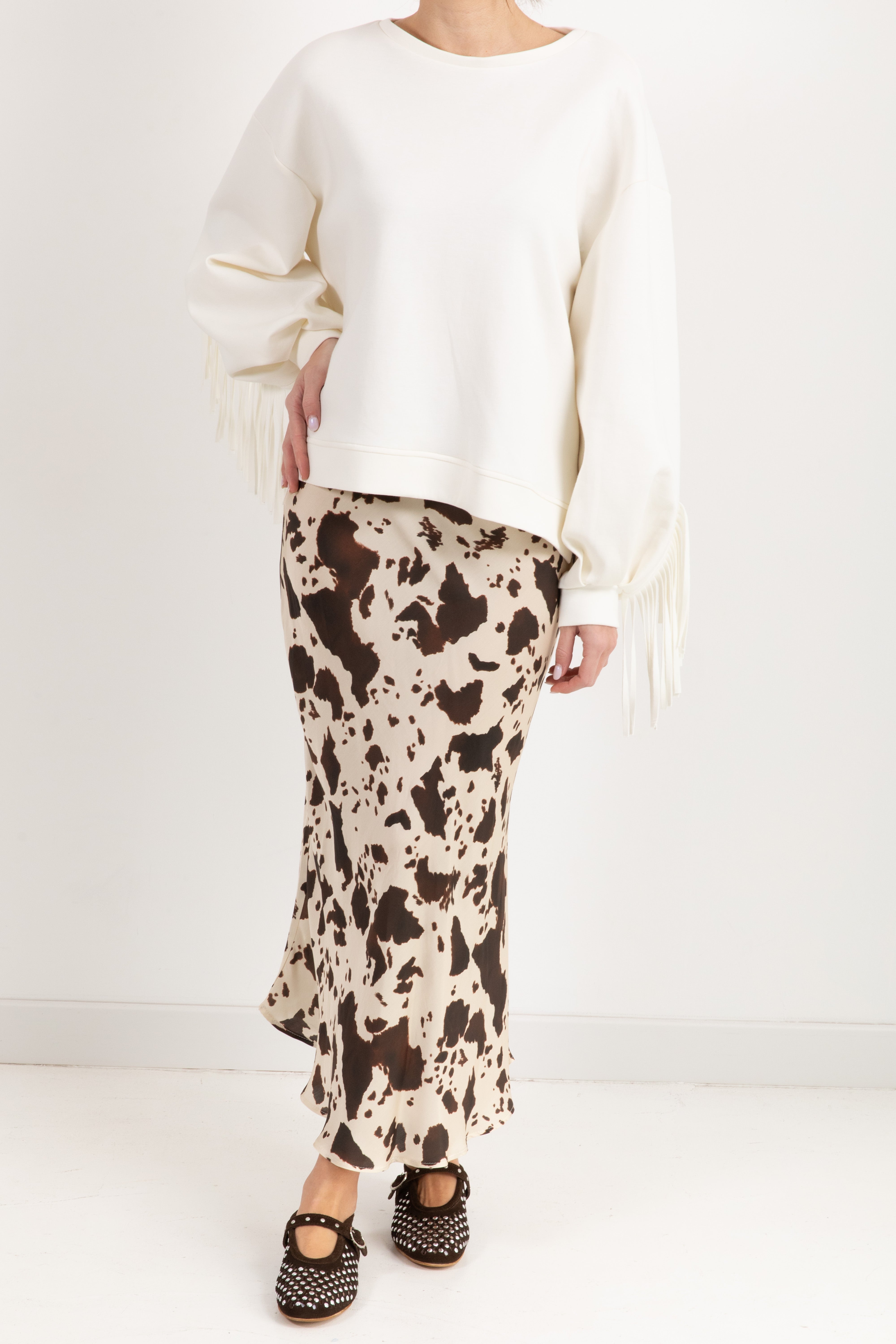 Gonna lunga in viscosa cow print Tensione IN