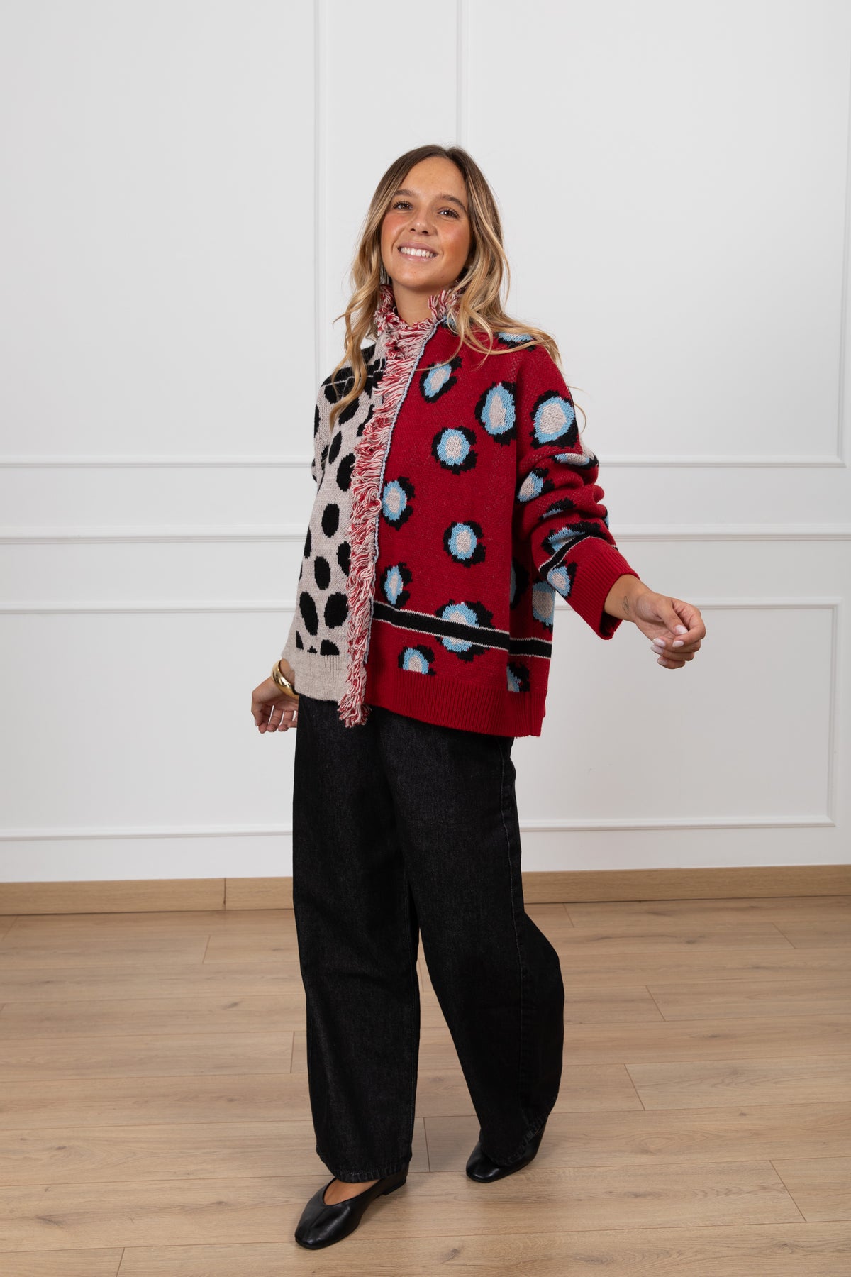 Cardigan fantasia bolle bi-color Tensione IN