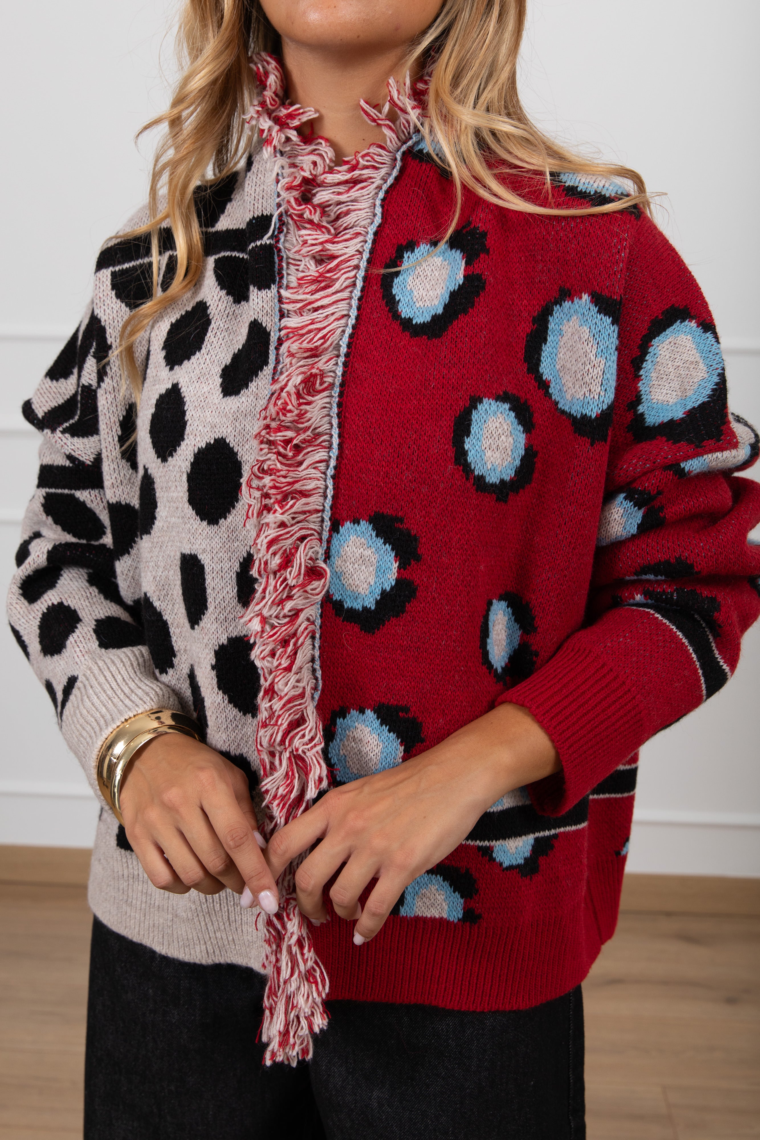 Cardigan fantasia bolle bi-color Tensione IN