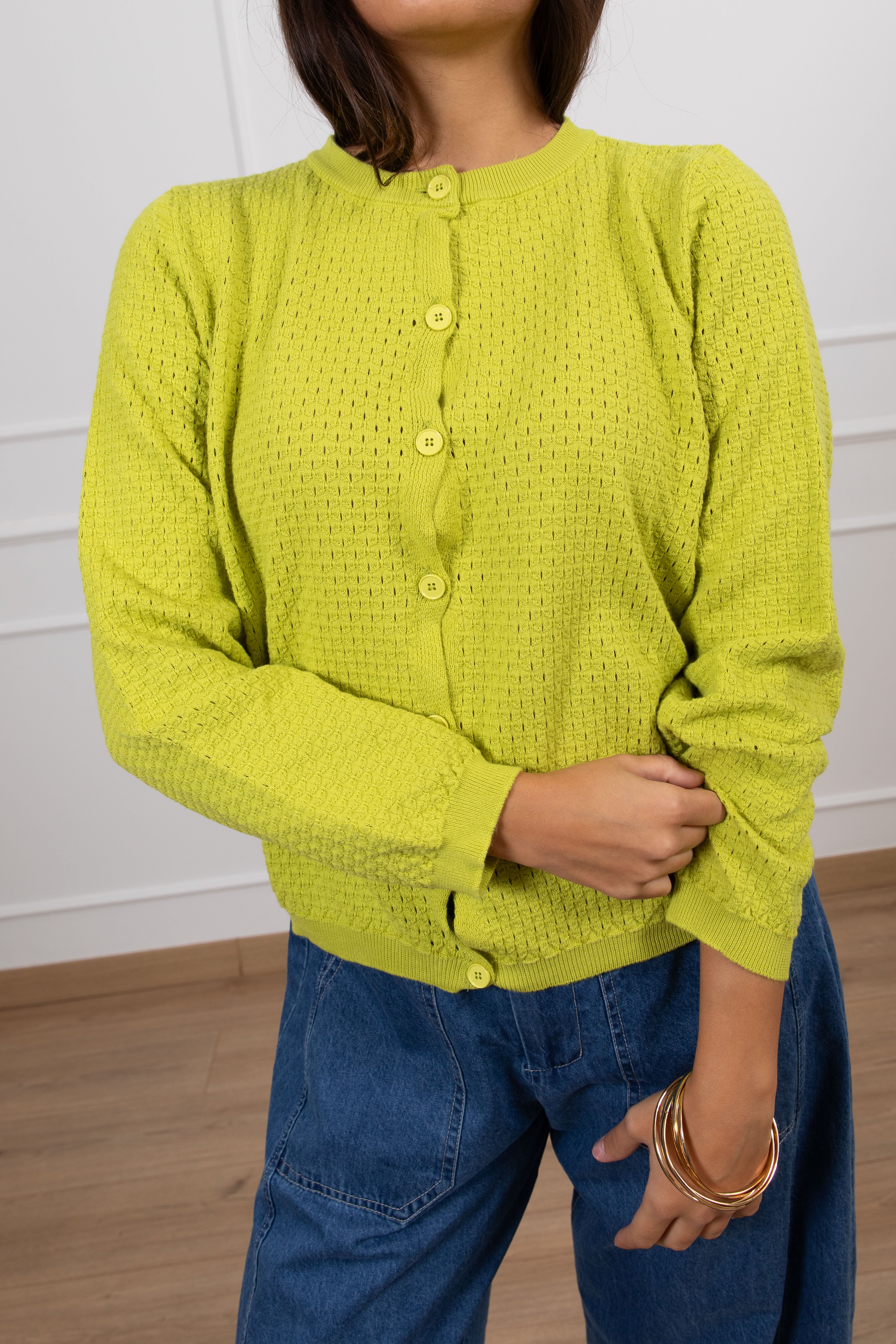 Cardigan in cotone con motivo traforato ViCOLO