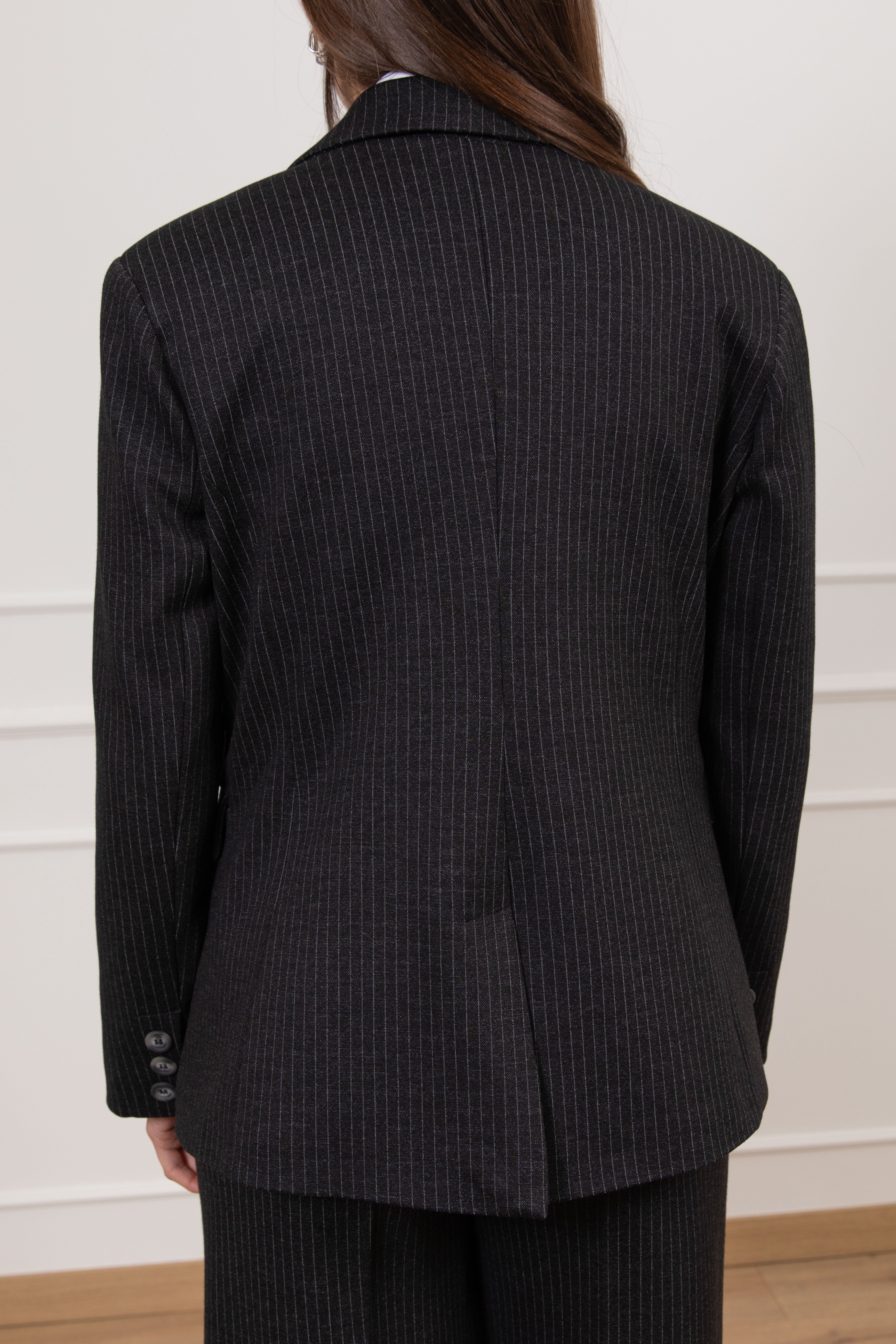 Giacca mono-bottone in punto milano gessato antracite Tensione IN