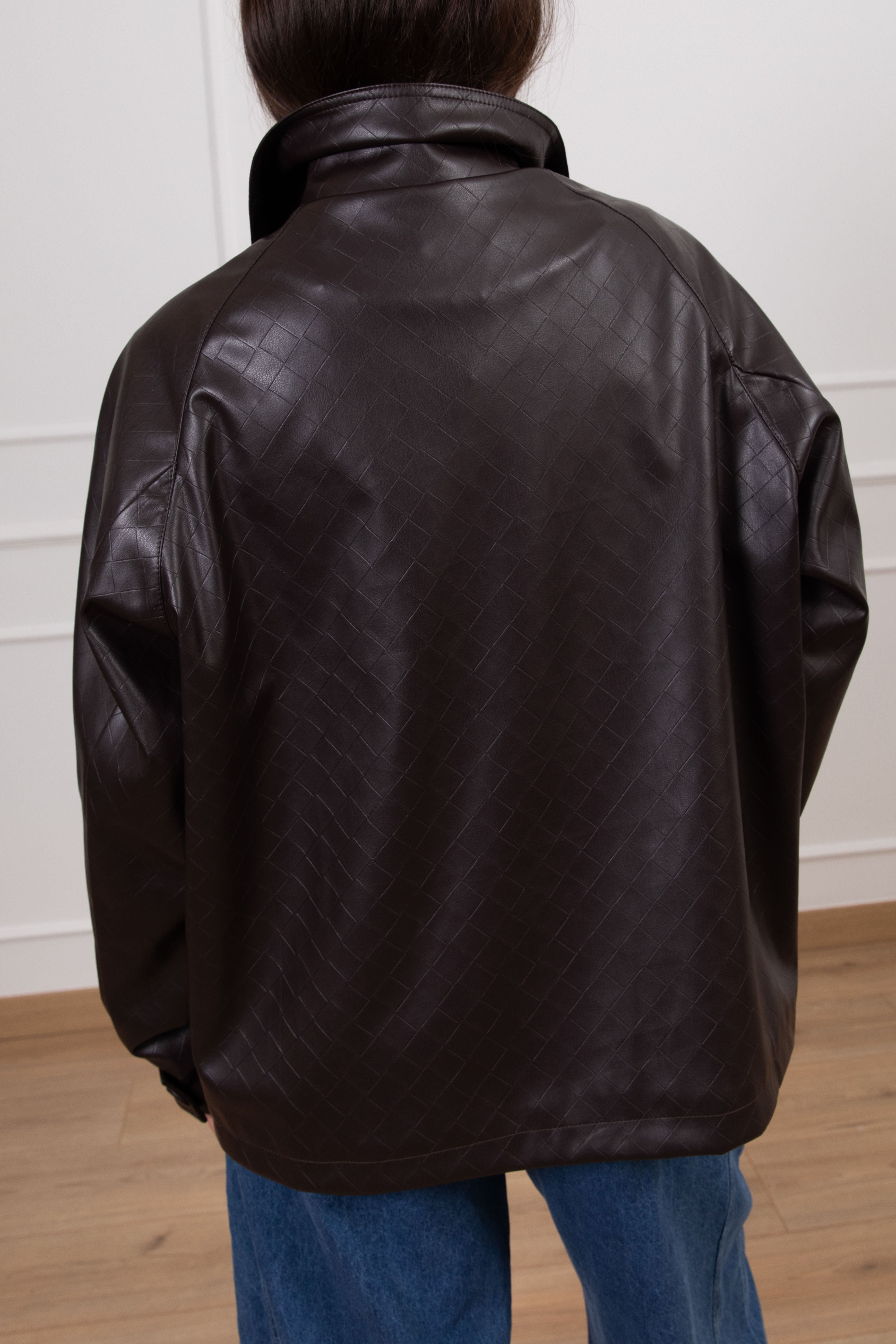Field jacket in eco-pelle intrecciata ViCOLO