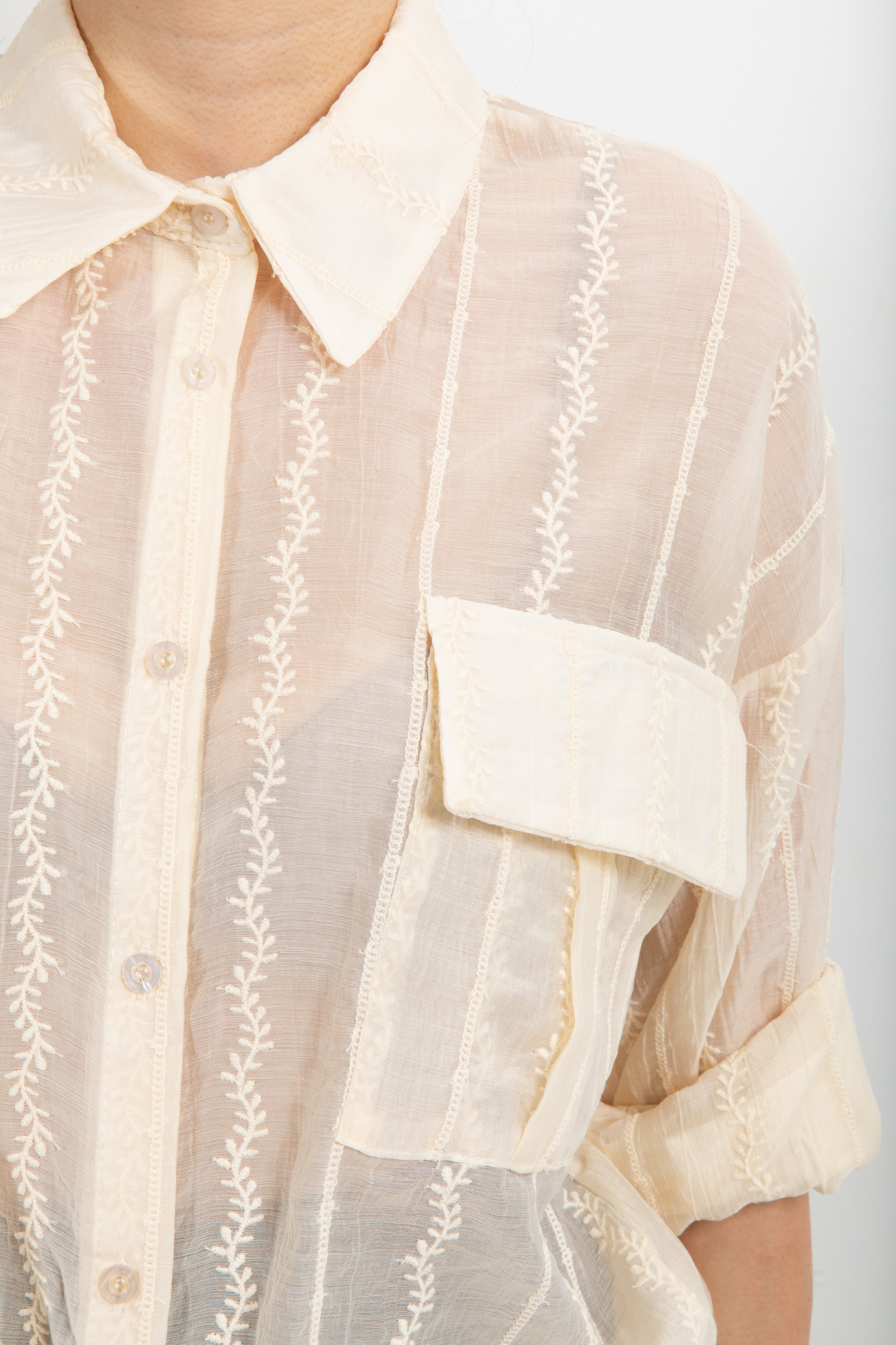Camicia in lyocell con ricamo verticale Susy Mix