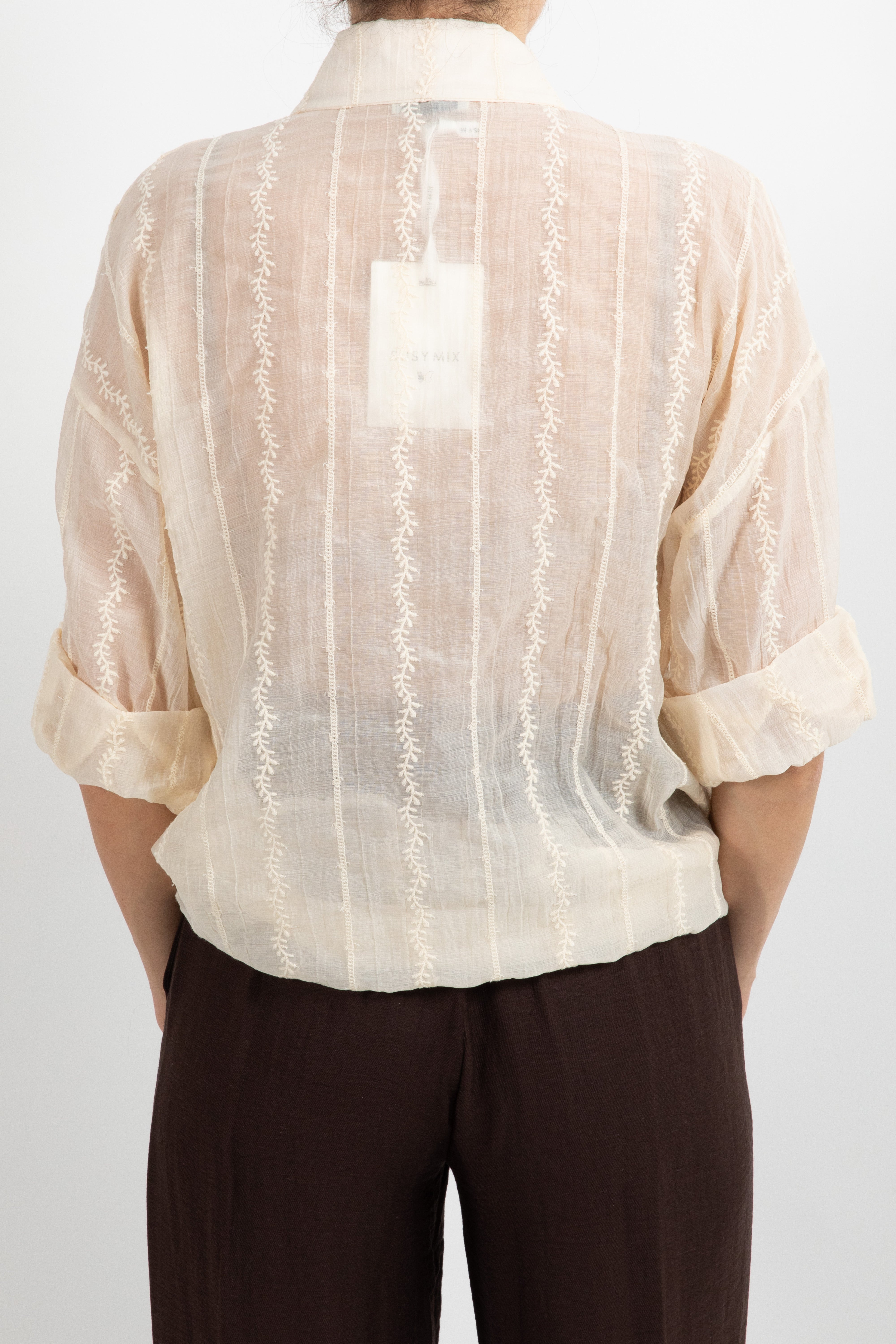 Camicia in lyocell con ricamo verticale Susy Mix