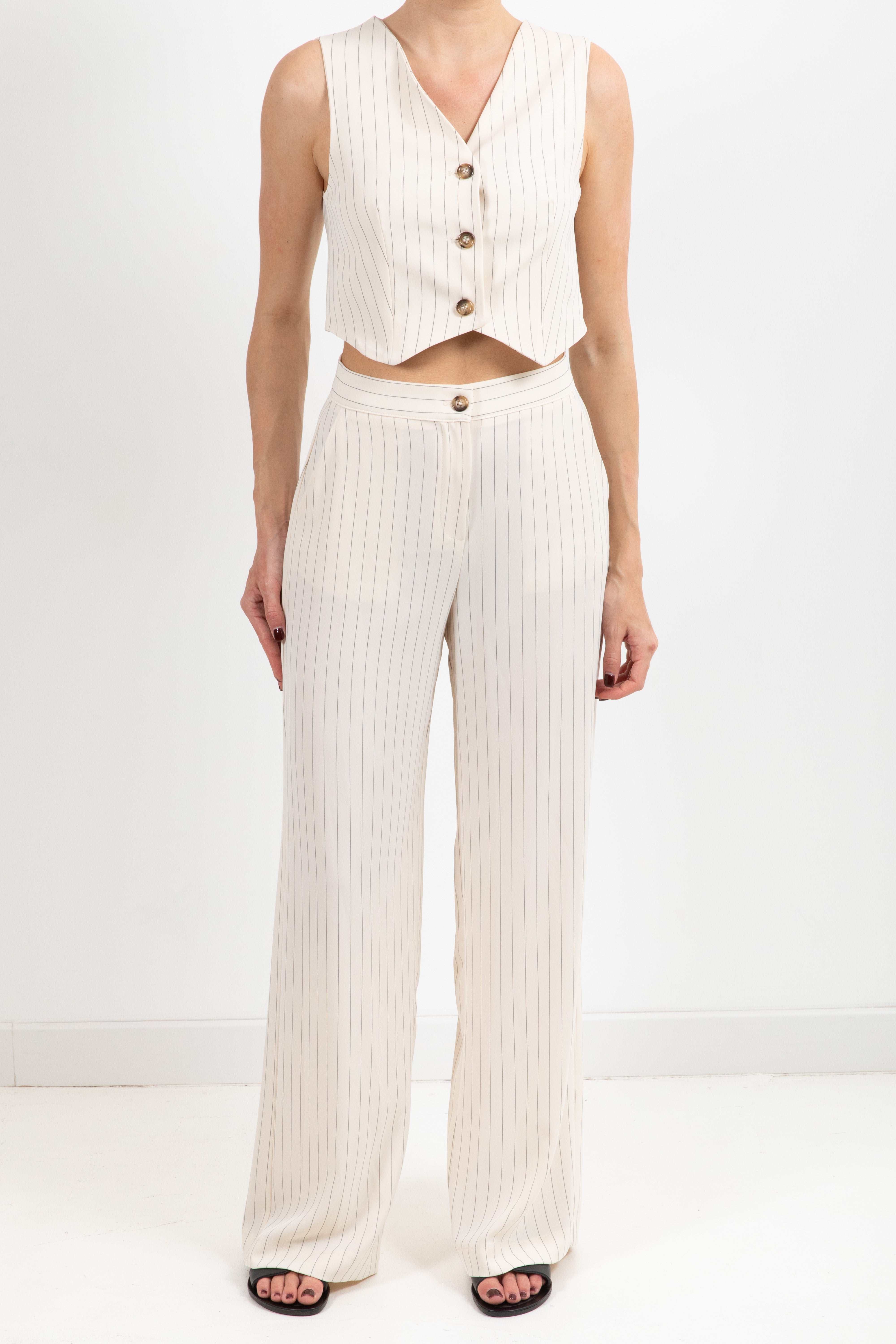 Coordinato gessato gilet e pantalone gamba dritta Susy Mix