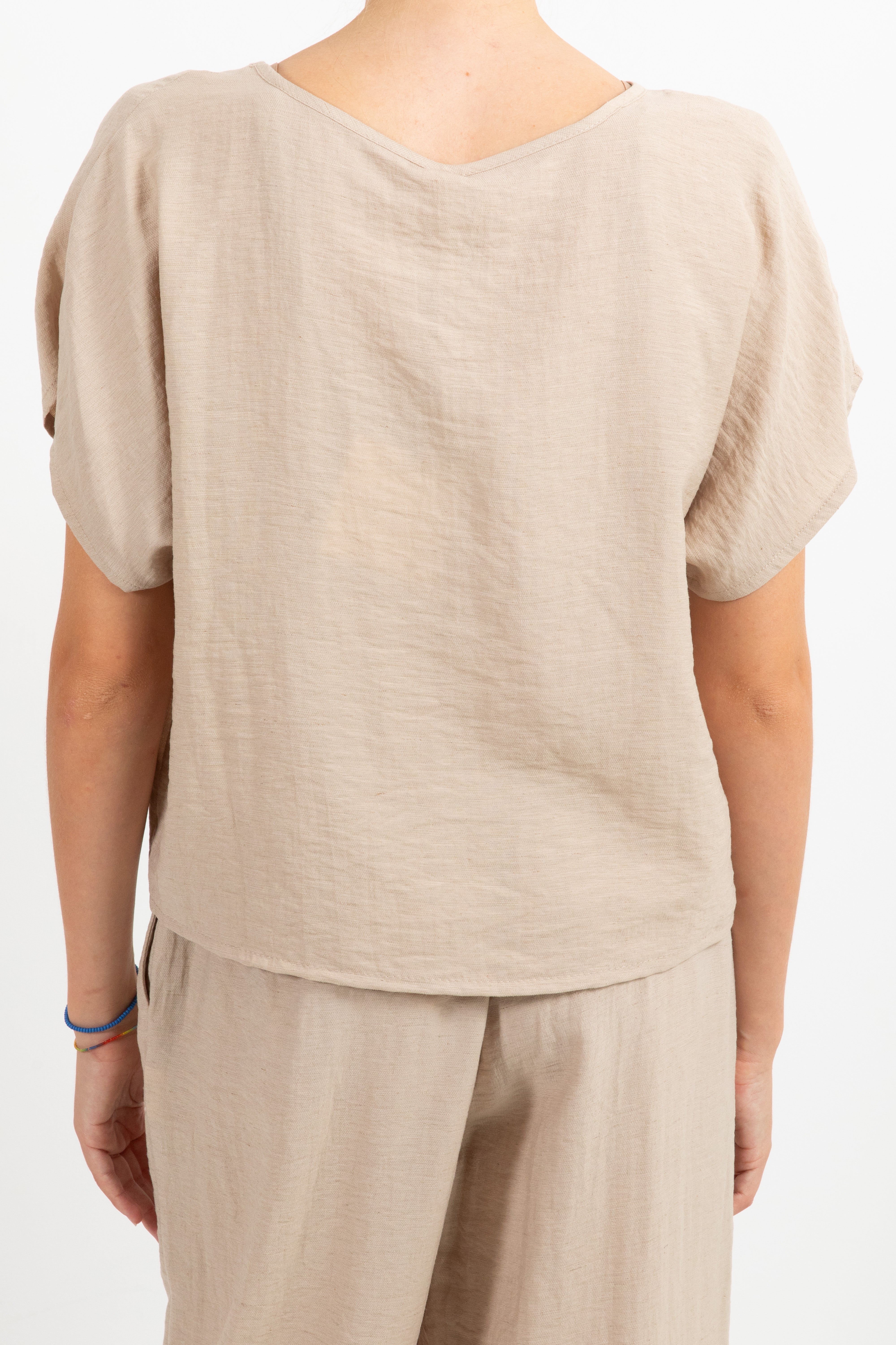 Blusa scollo a "V" in viscosa e lino Tensione IN