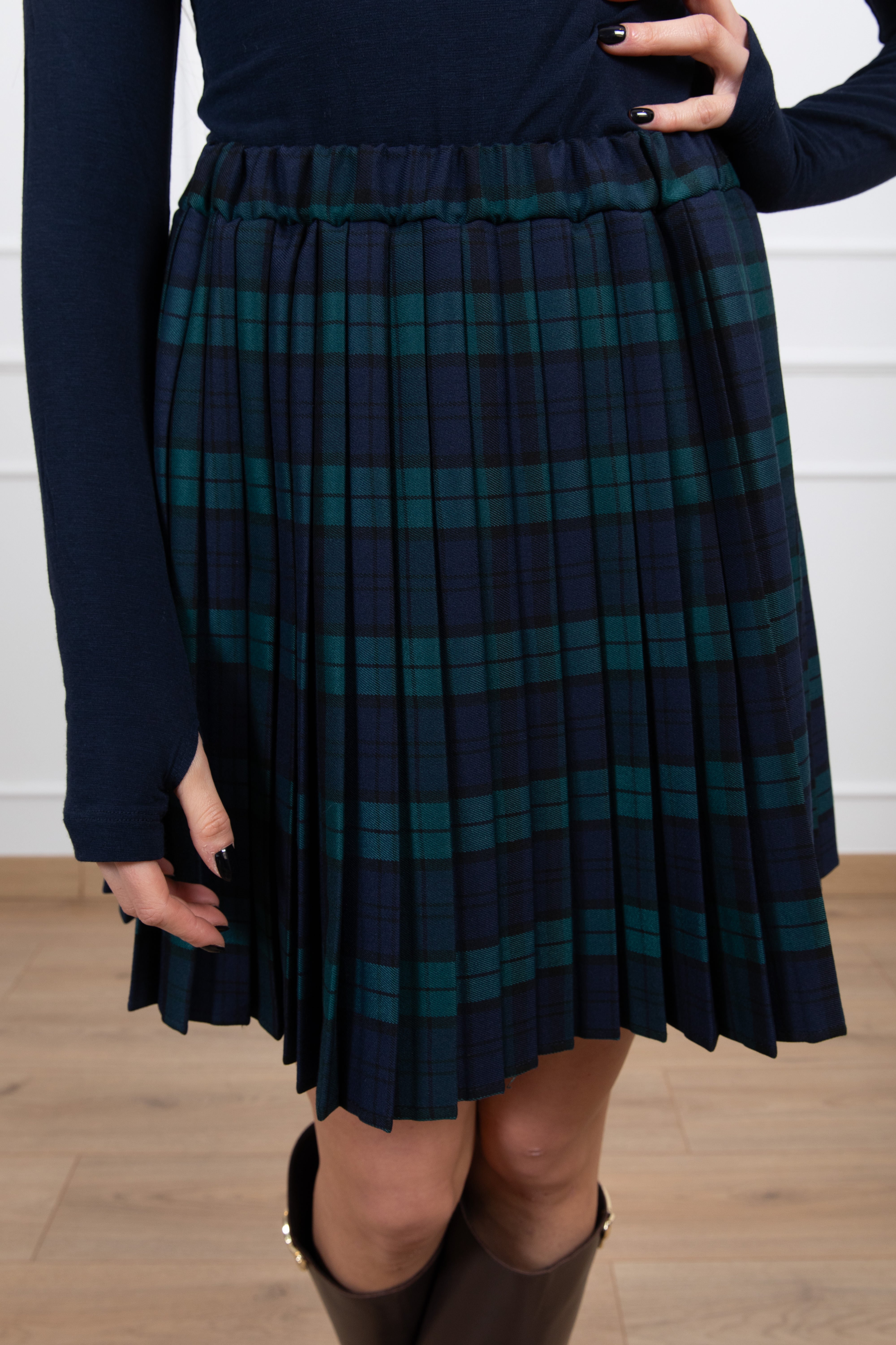 Mini-gonna plissettata check blu ViCOLO