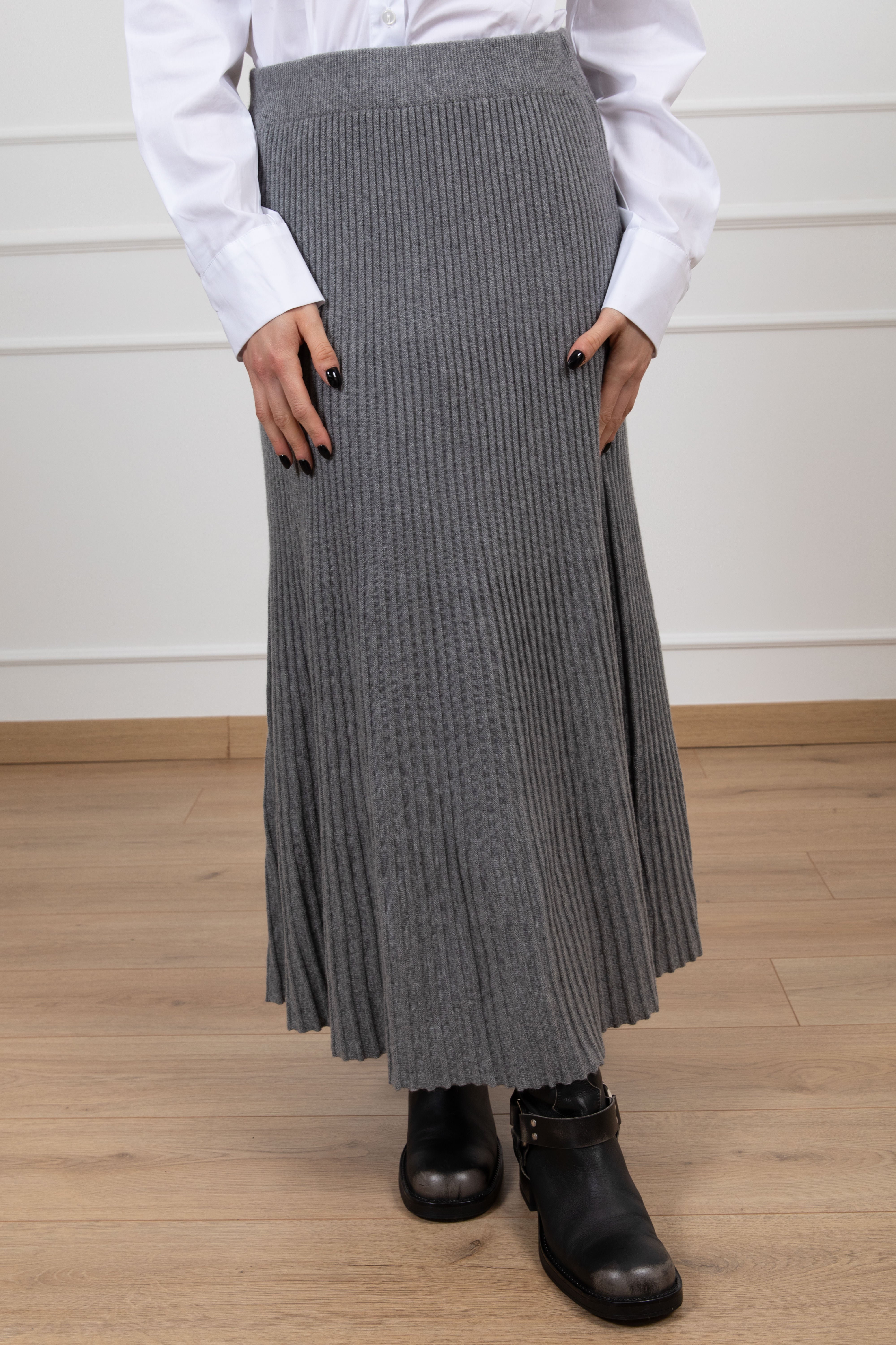 Gonna plissettata in maglia con cashmere Susy Mix