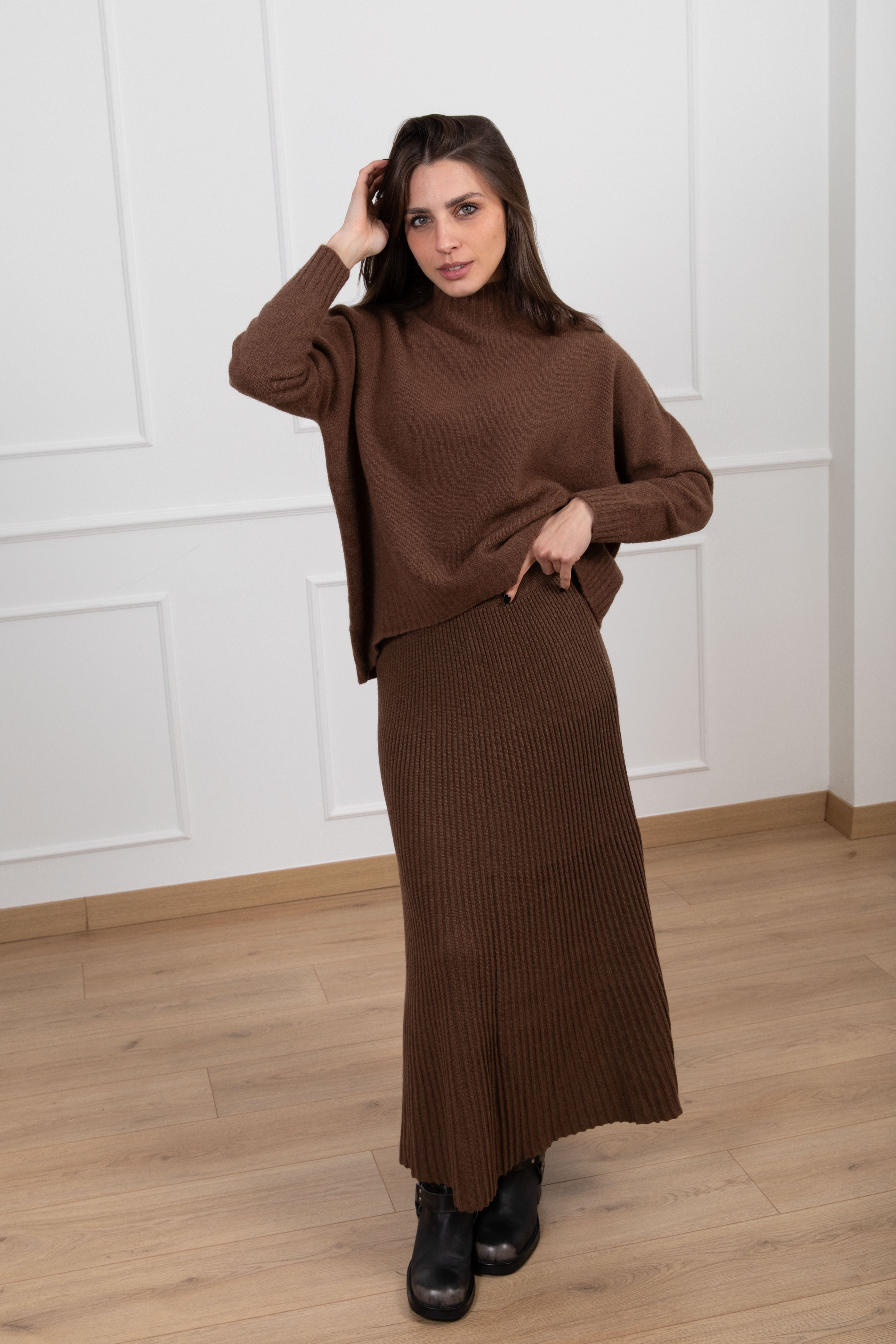 Gonna plissettata in maglia con cashmere Susy Mix