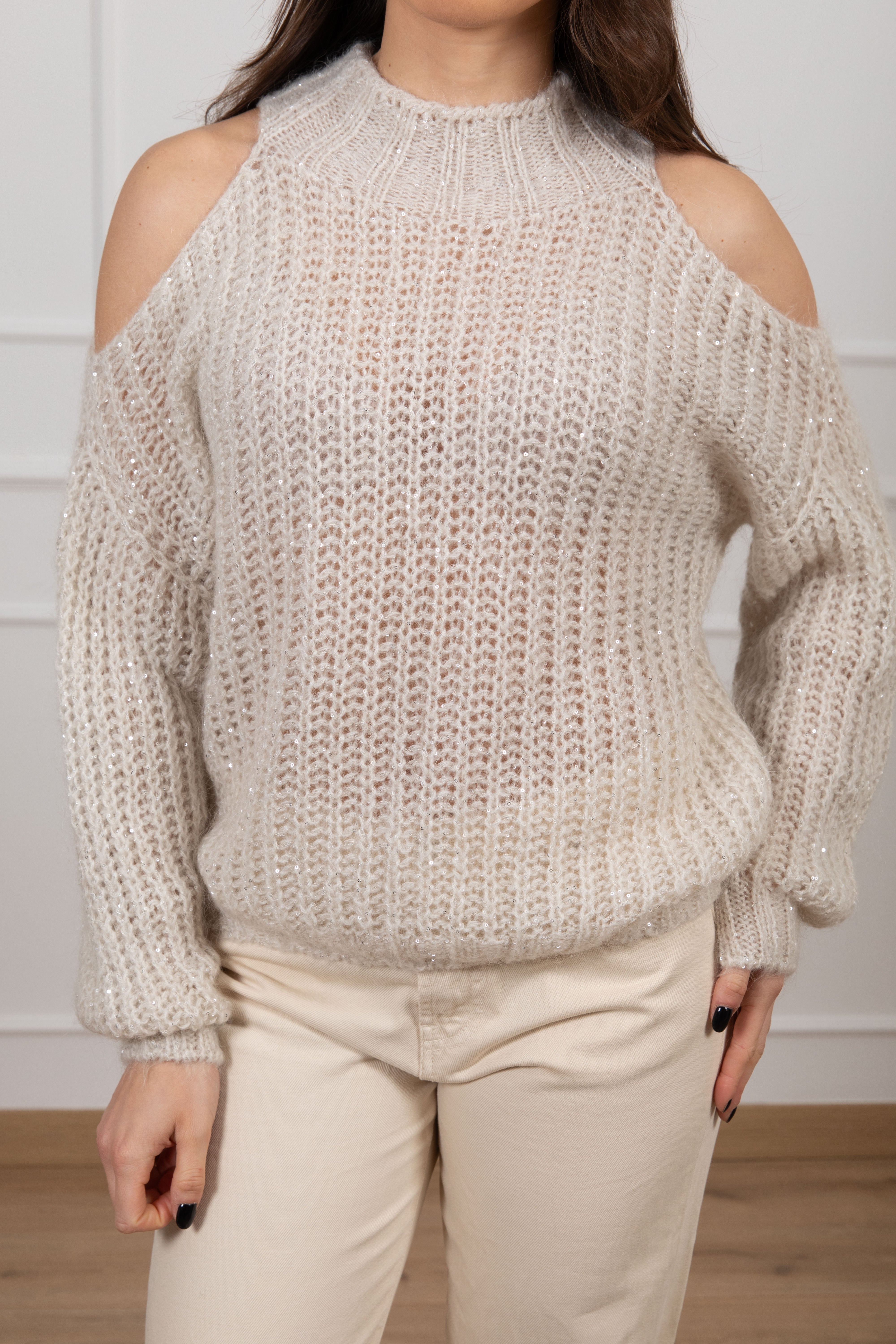 Pull cut-out in mohair con micro-pailletes ViCOLO