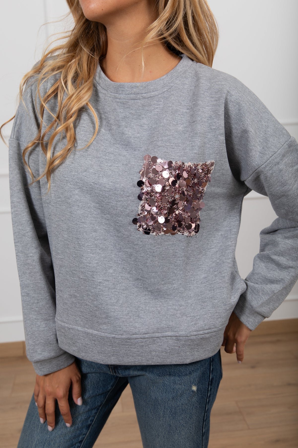Felpa con tasca paillettes Susy Mix