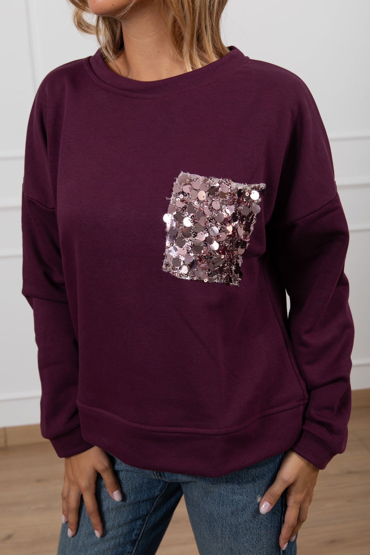 Felpa con tasca paillettes Susy Mix