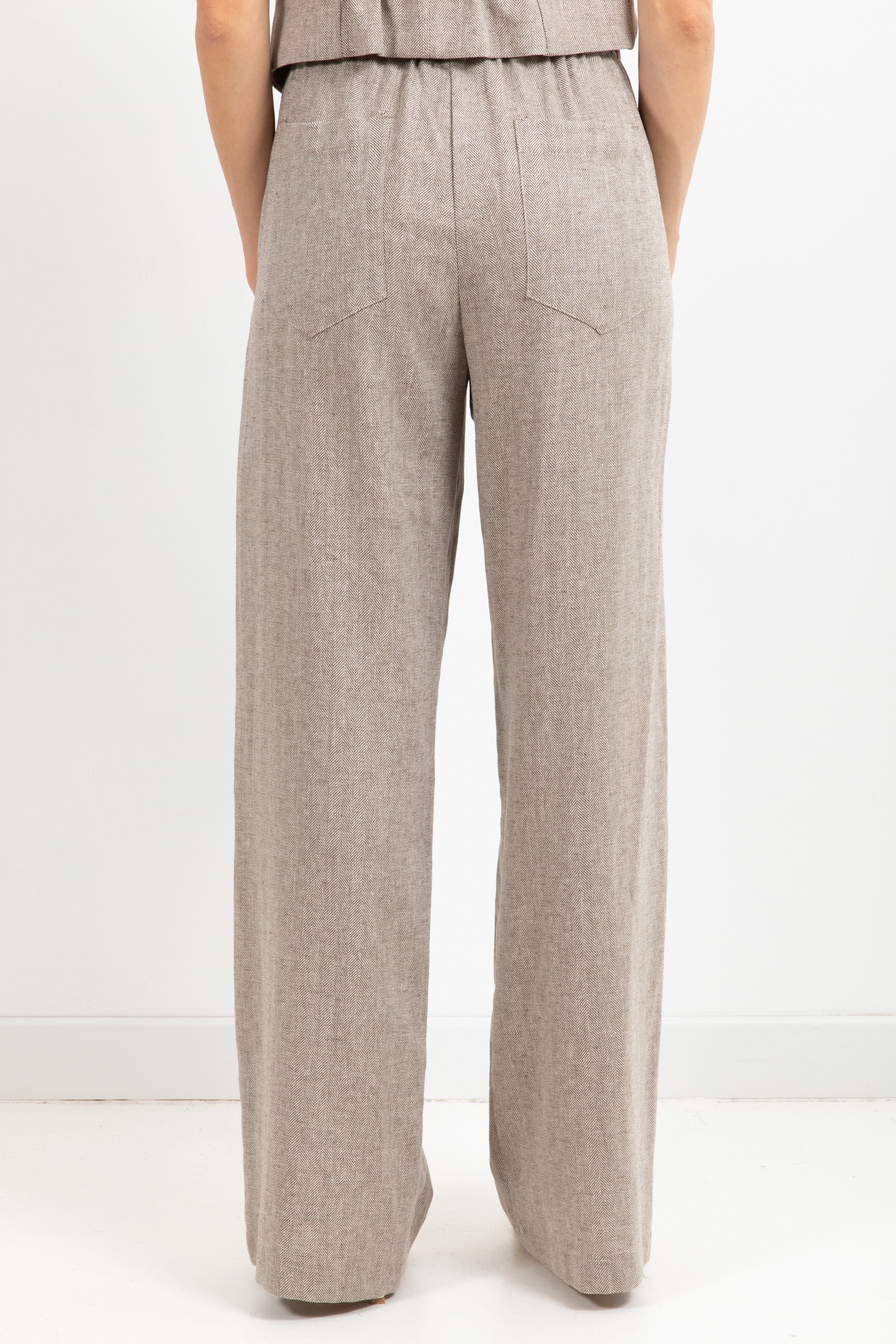 Pantalone con coulisse micro-spigato in lino e cotone ViCOLO