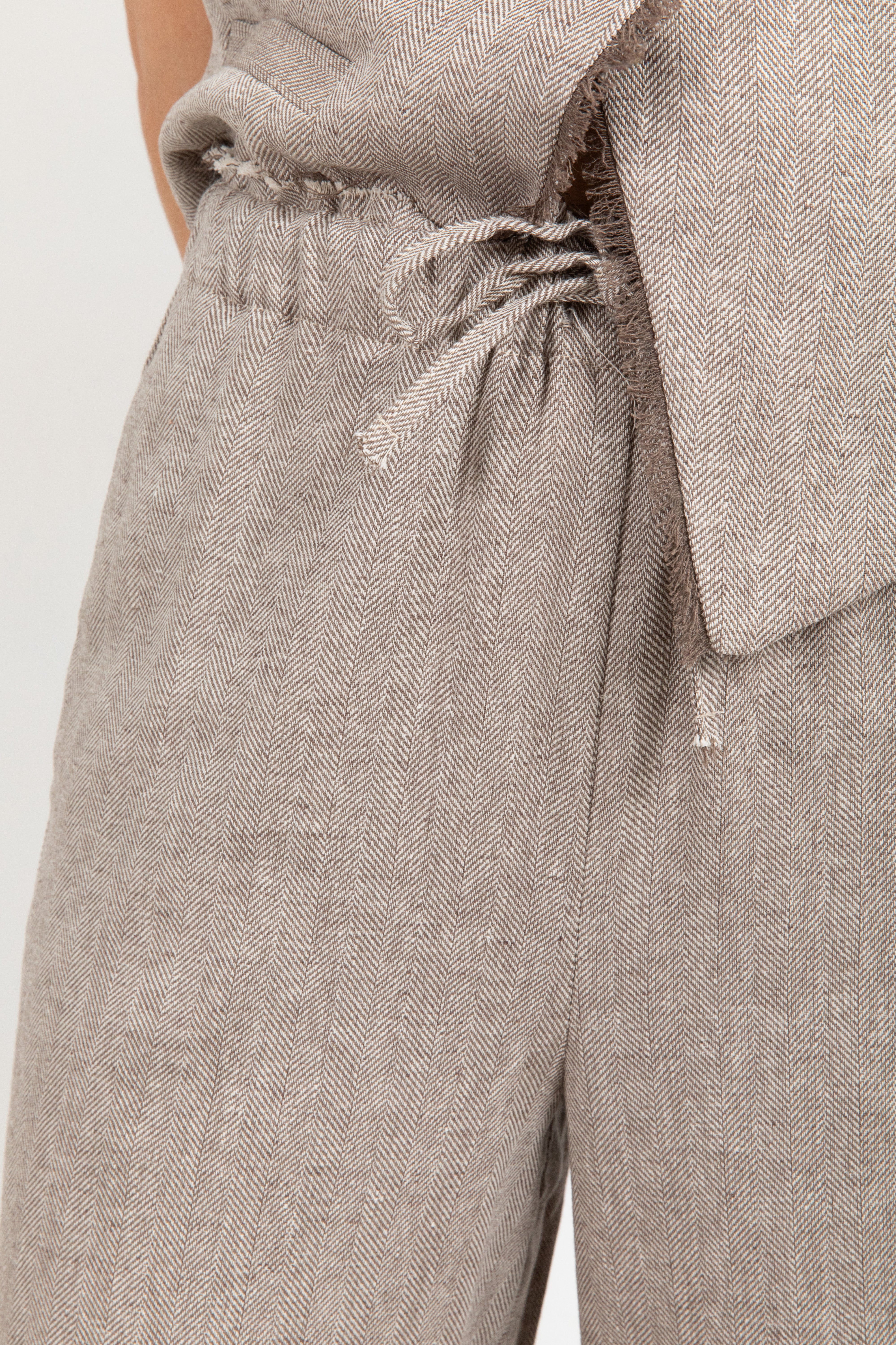 Pantalone con coulisse micro-spigato in lino e cotone ViCOLO