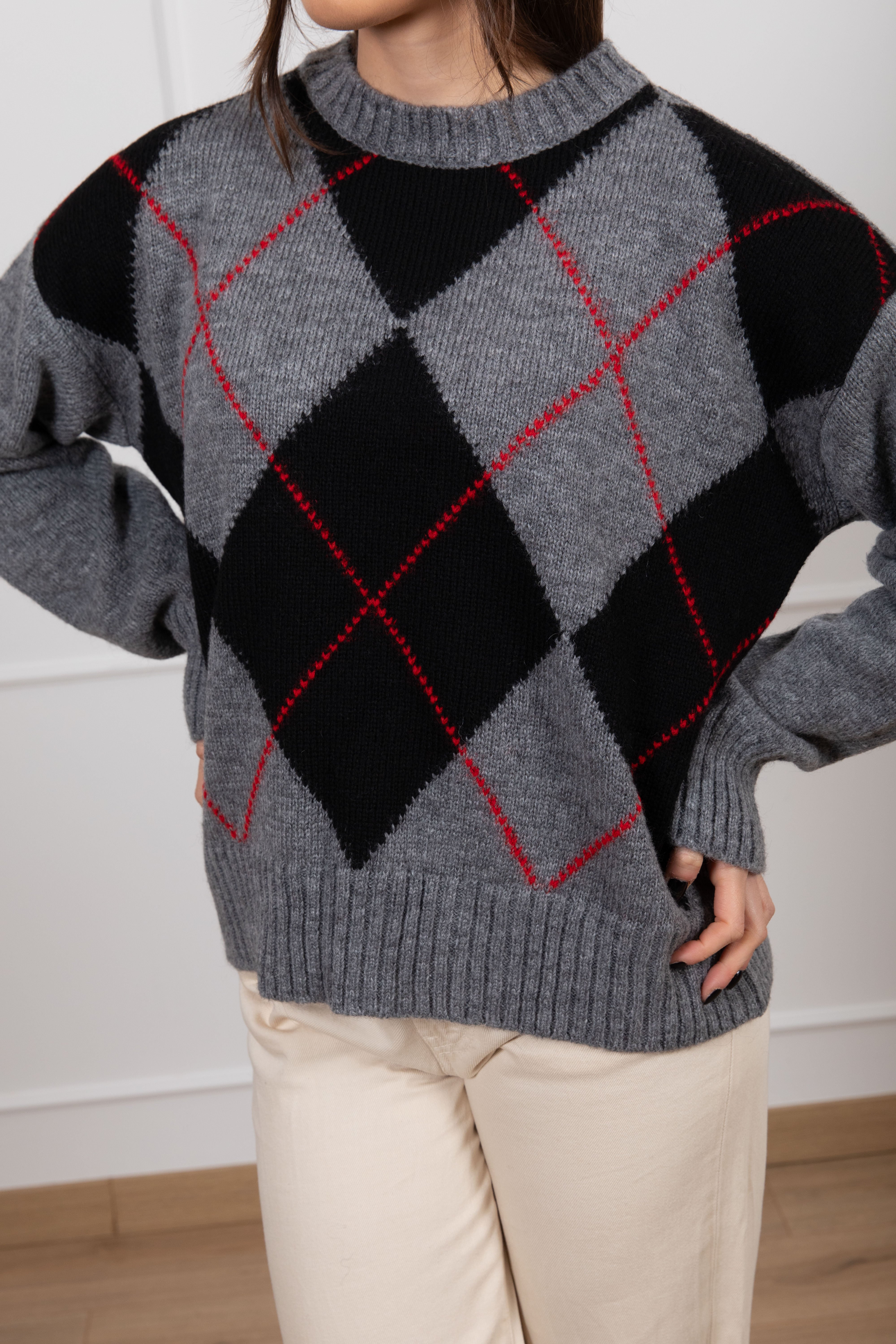 Pull girocollo a rombi Tensione IN